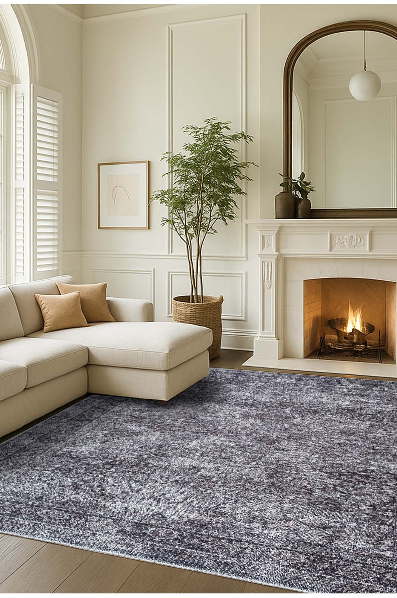 Valerie Distressed Persian Newburg Green & Olive Rug