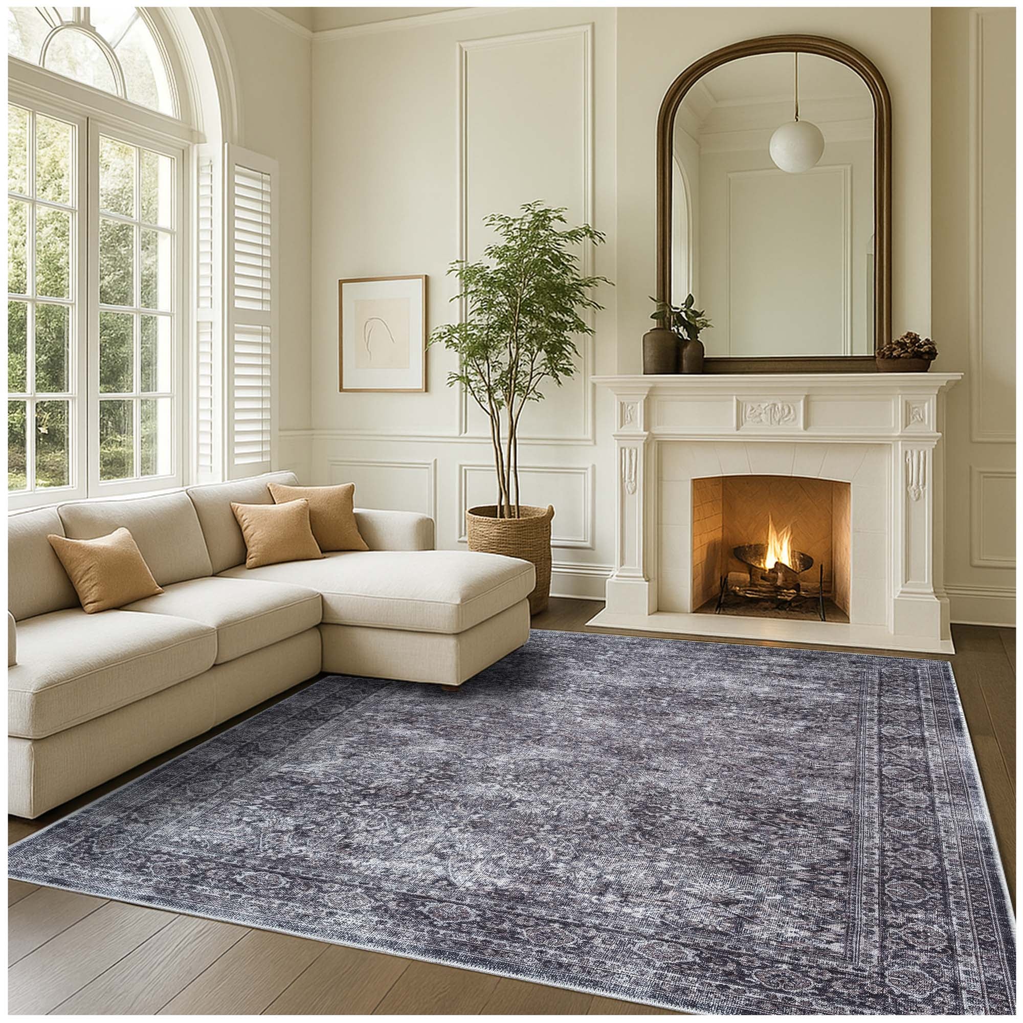 Valerie Distressed Persian Newburg Green & Olive Rug