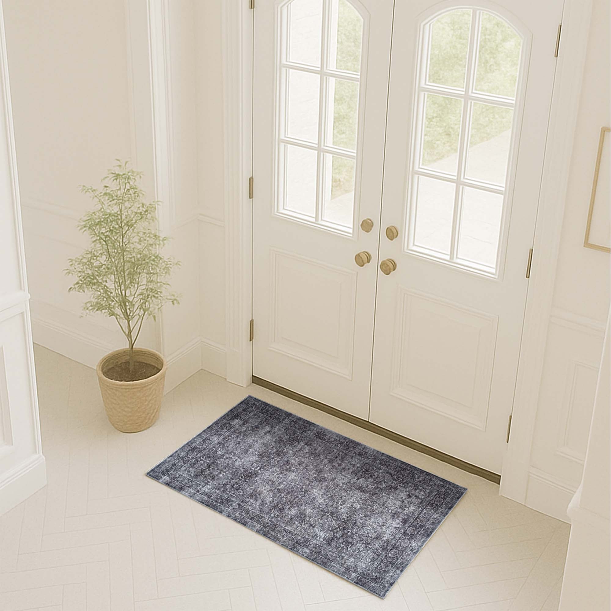 Valerie Distressed Persian Newburg Green & Olive Rug