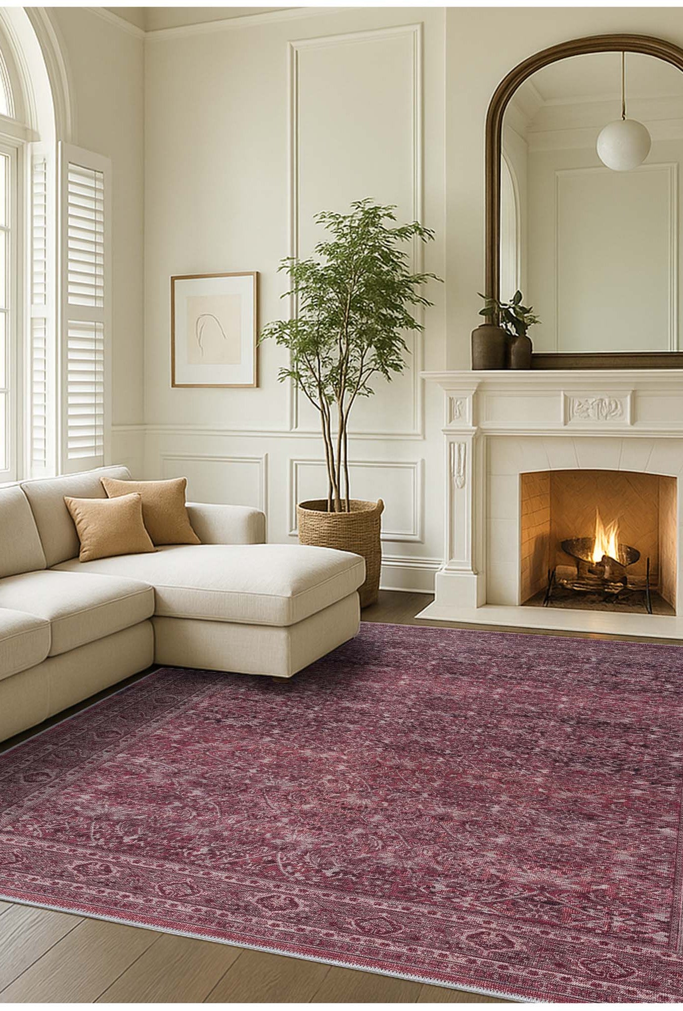 Hermine Red Brown Distressed Persian Vintage Rug