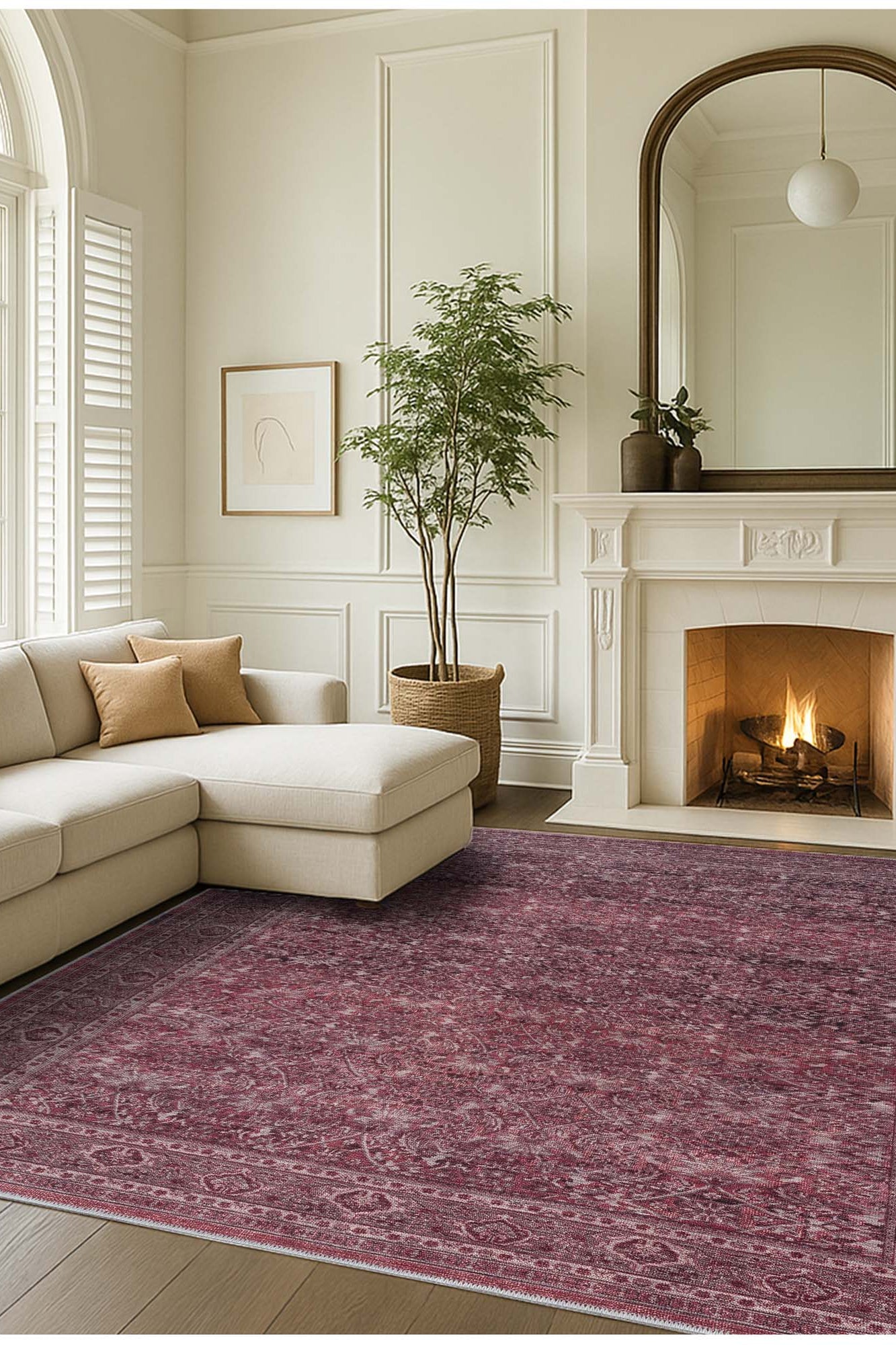 Hermine Red Brown Distressed Persian Vintage Rug