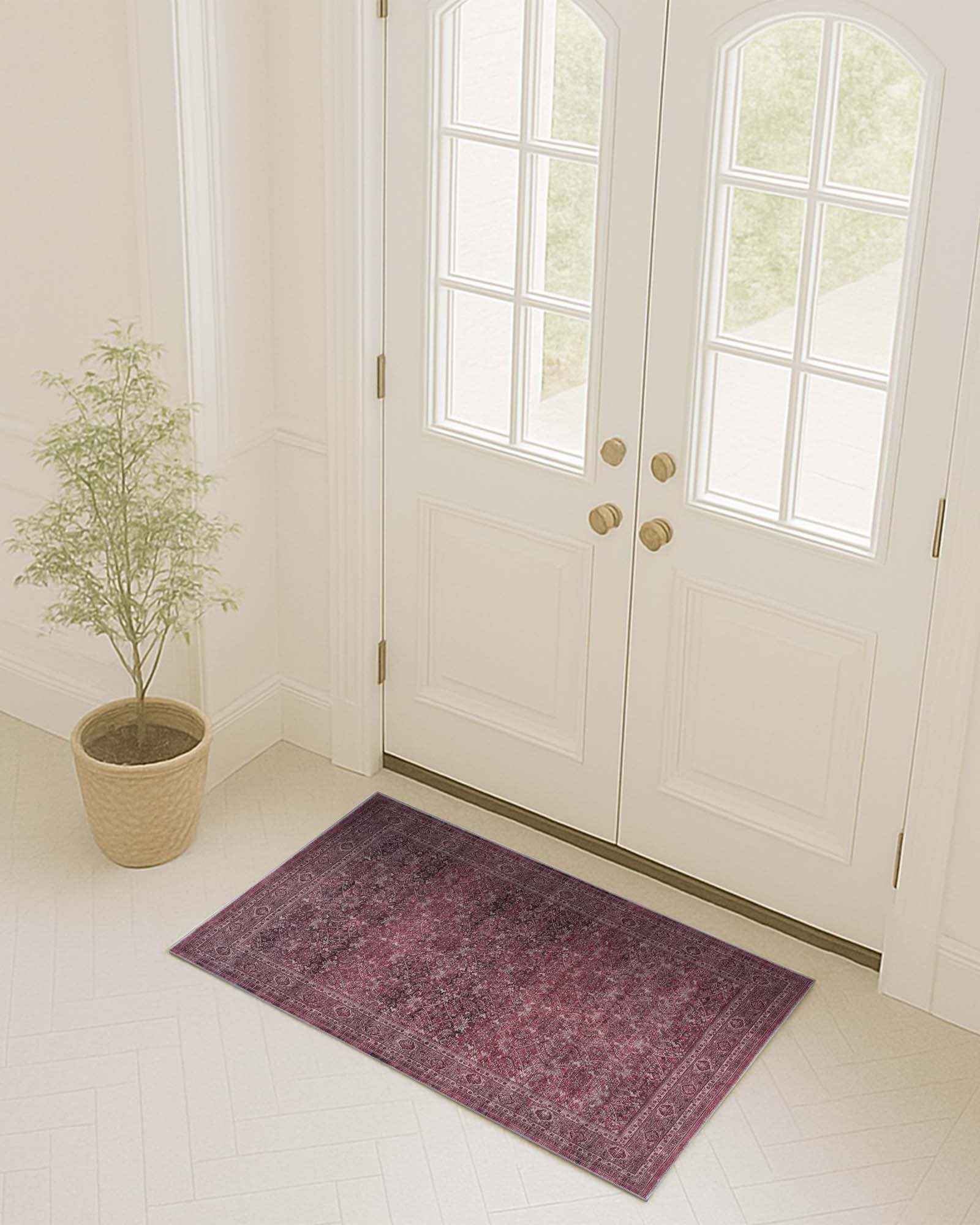 Hermine Red Brown Distressed Persian Vintage Rug