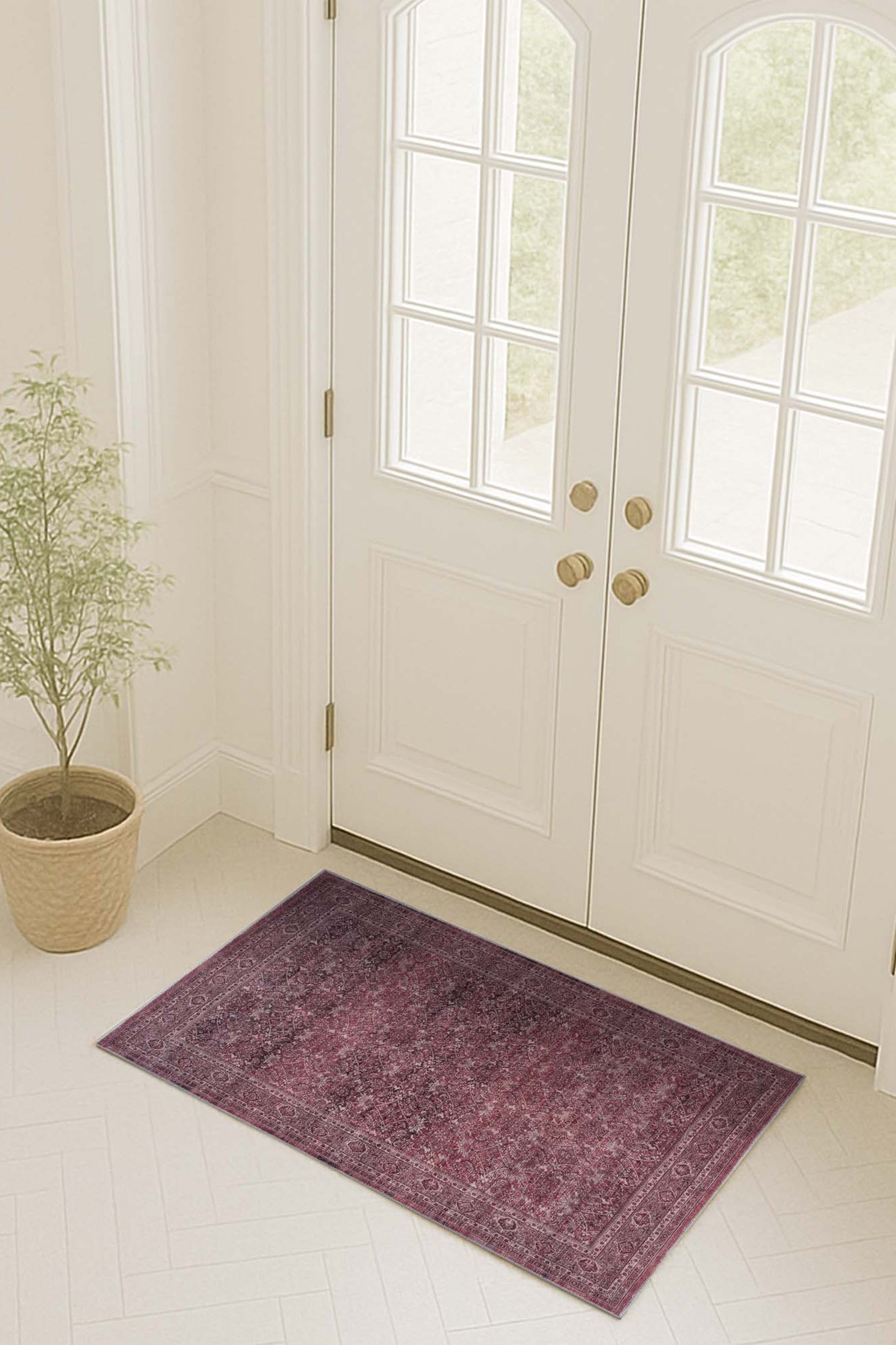 Hermine Red Brown Distressed Persian Vintage Rug