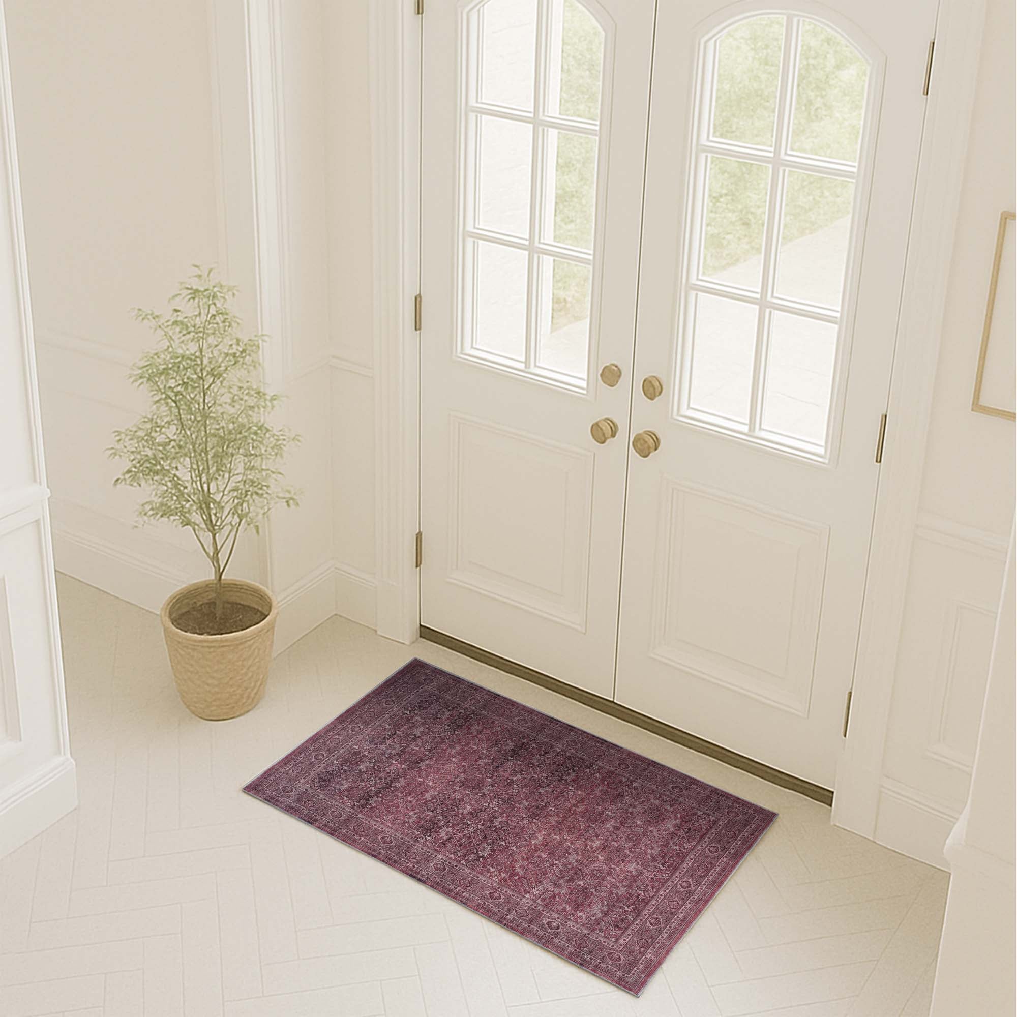 Hermine Red Brown Distressed Persian Vintage Rug