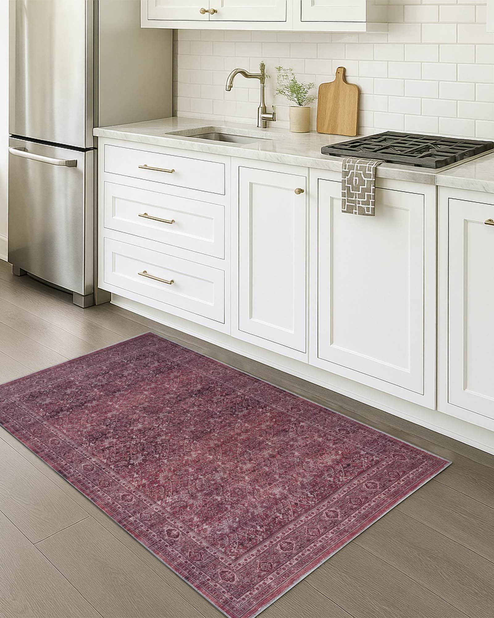 Hermine Red Brown Distressed Persian Vintage Rug