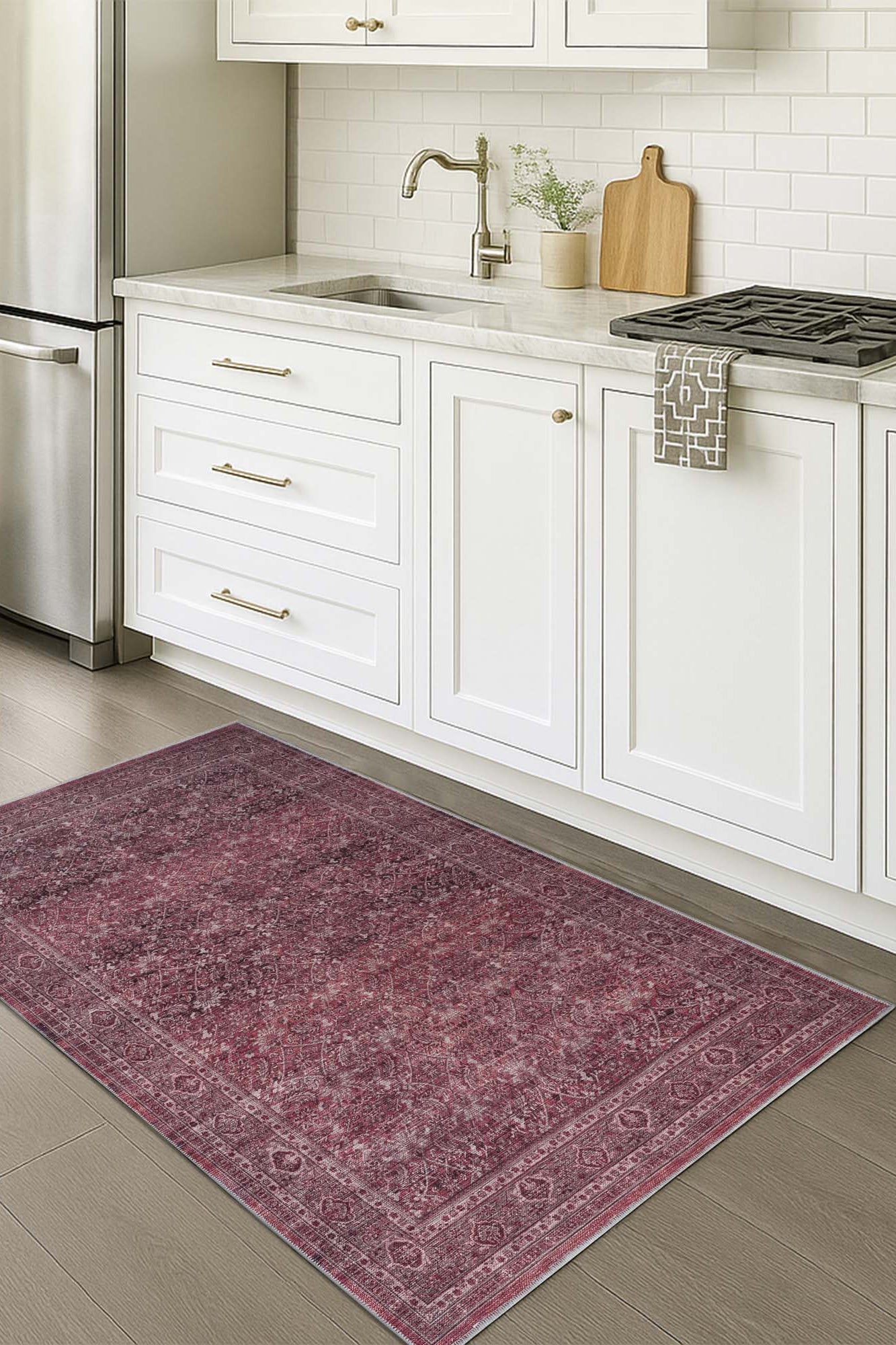 Hermine Red Brown Distressed Persian Vintage Rug