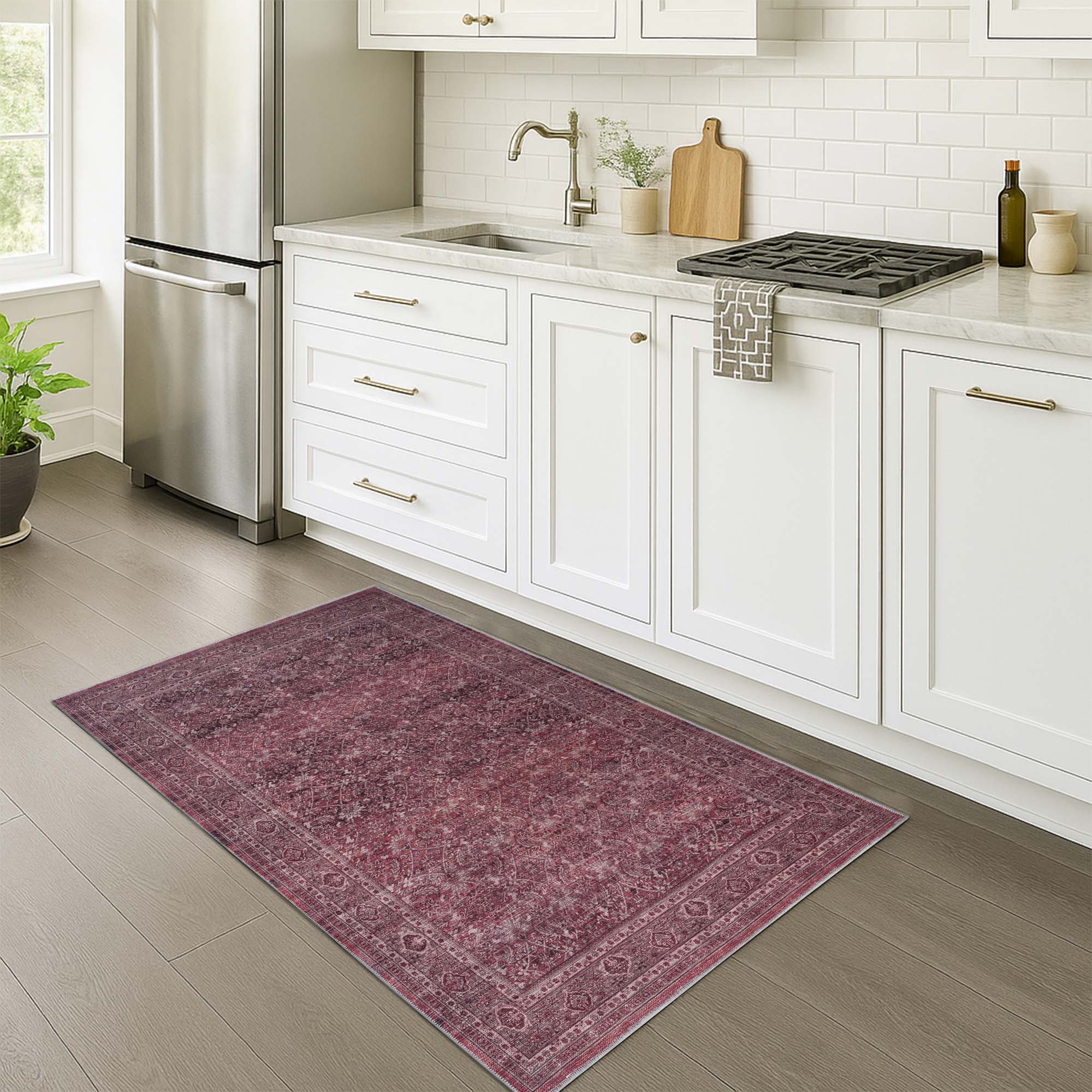 Hermine Red Brown Distressed Persian Vintage Rug