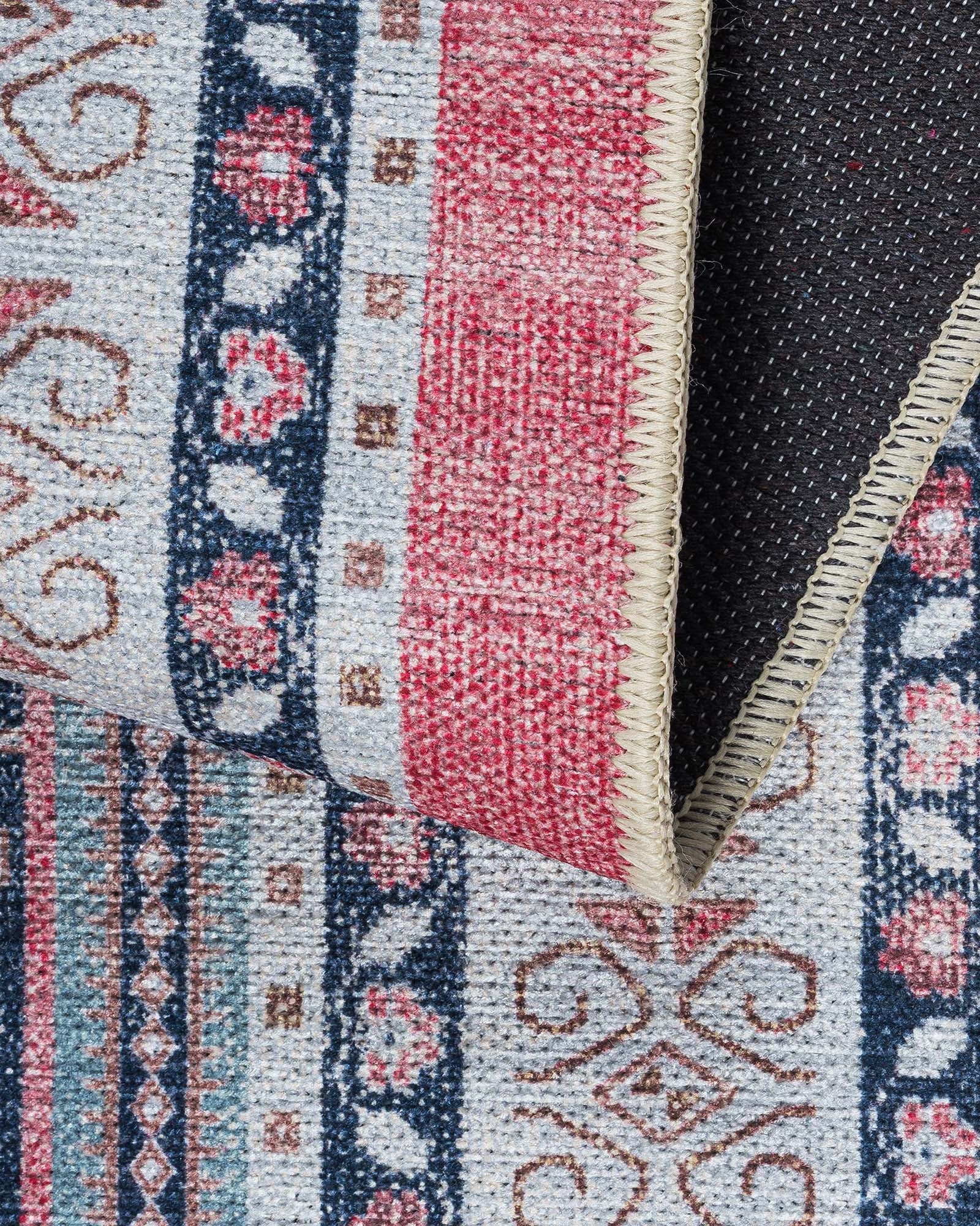 Paulina Pale Pink & Midnight Blue Persian Vintage Rug