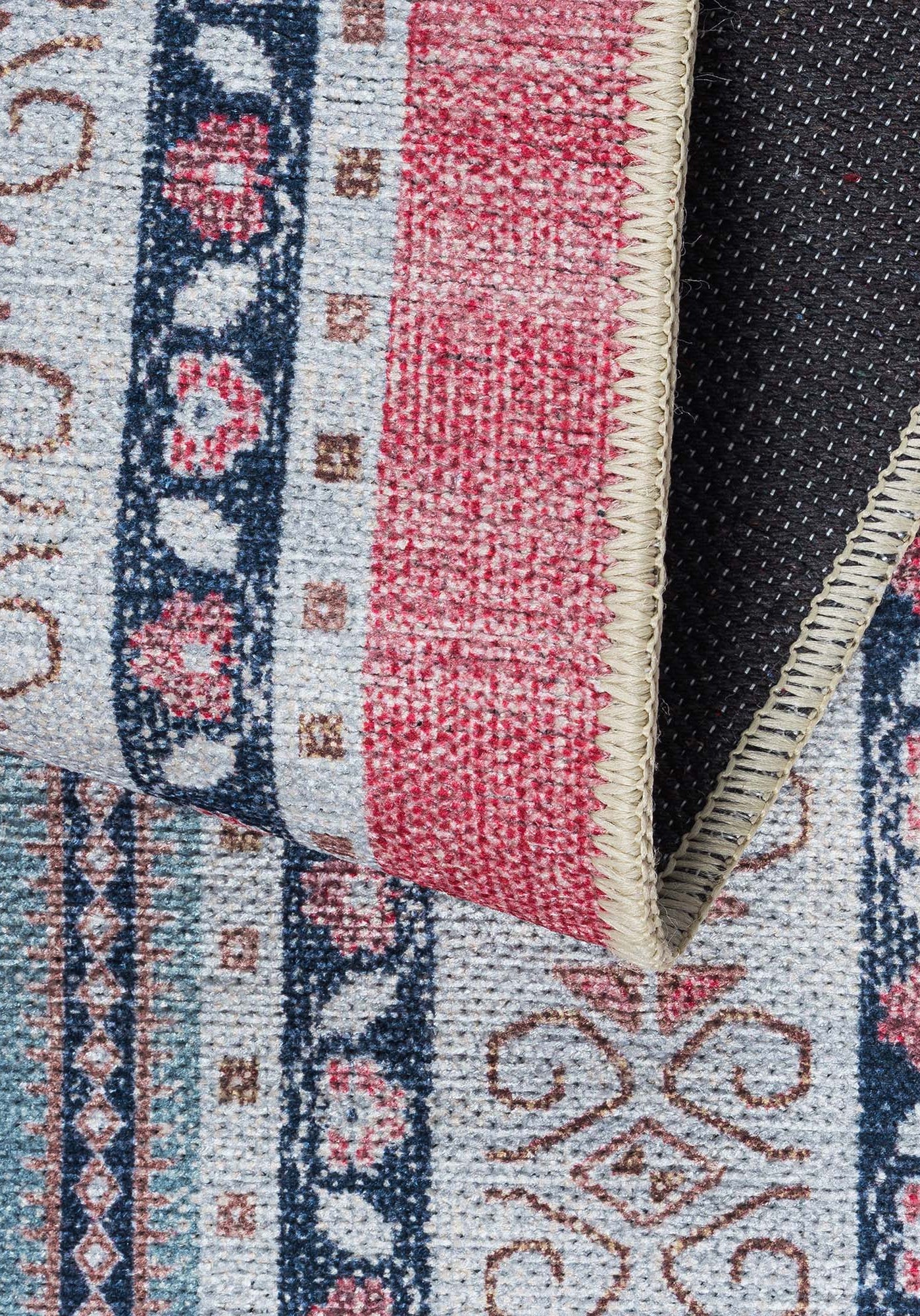 Paulina Pale Pink & Midnight Blue Persian Vintage Rug