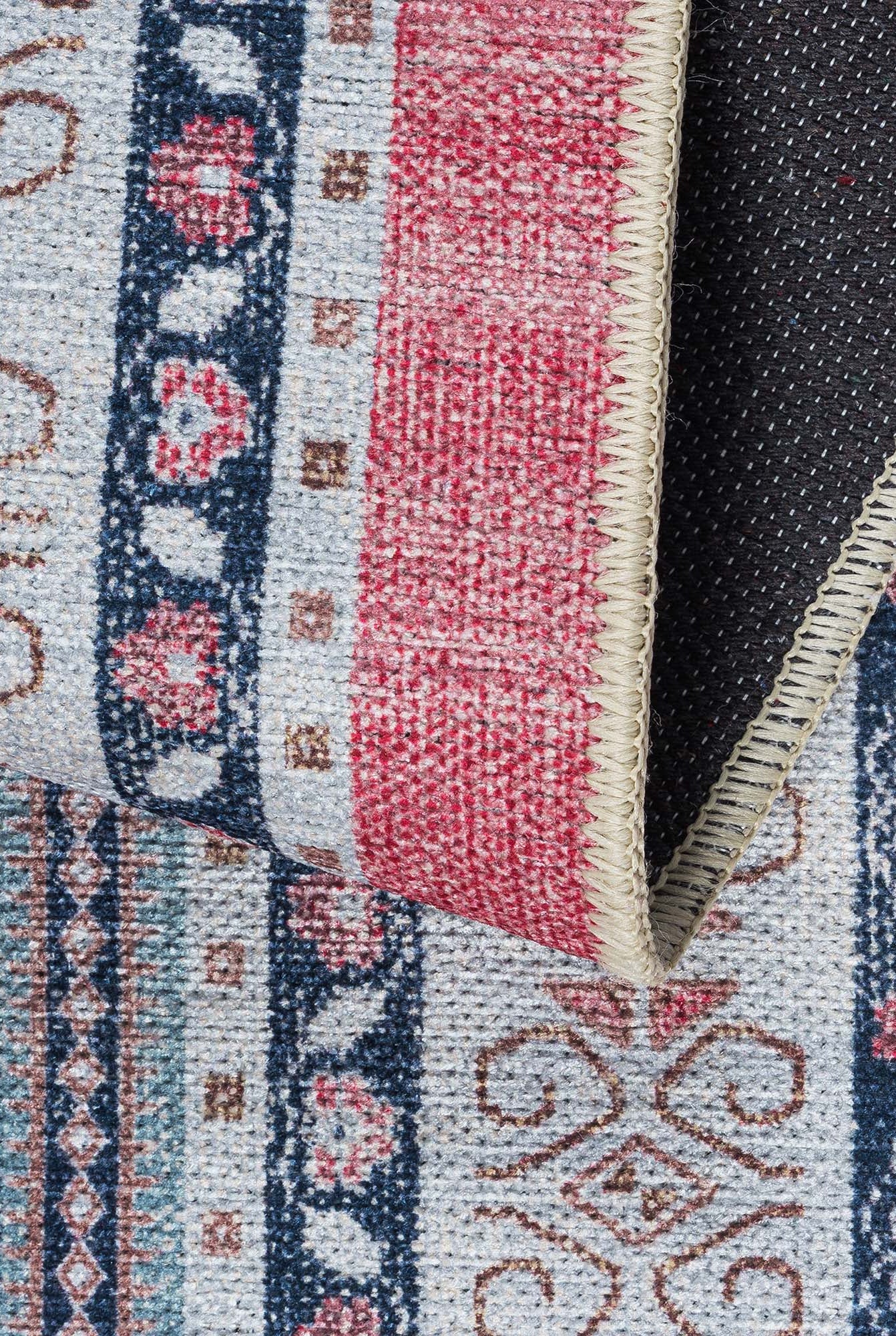 Paulina Pale Pink & Midnight Blue Persian Vintage Rug