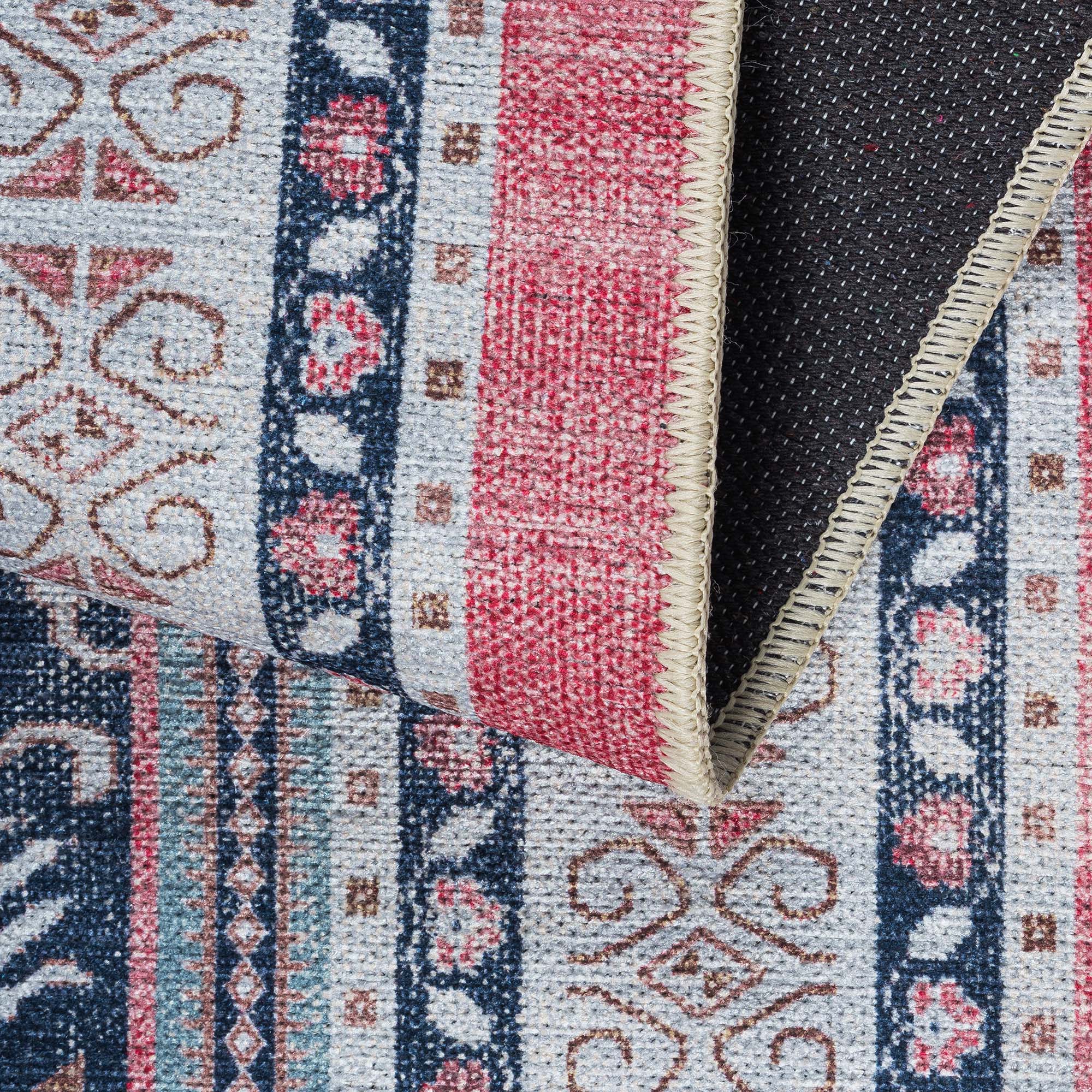 Paulina Pale Pink & Midnight Blue Persian Vintage Rug