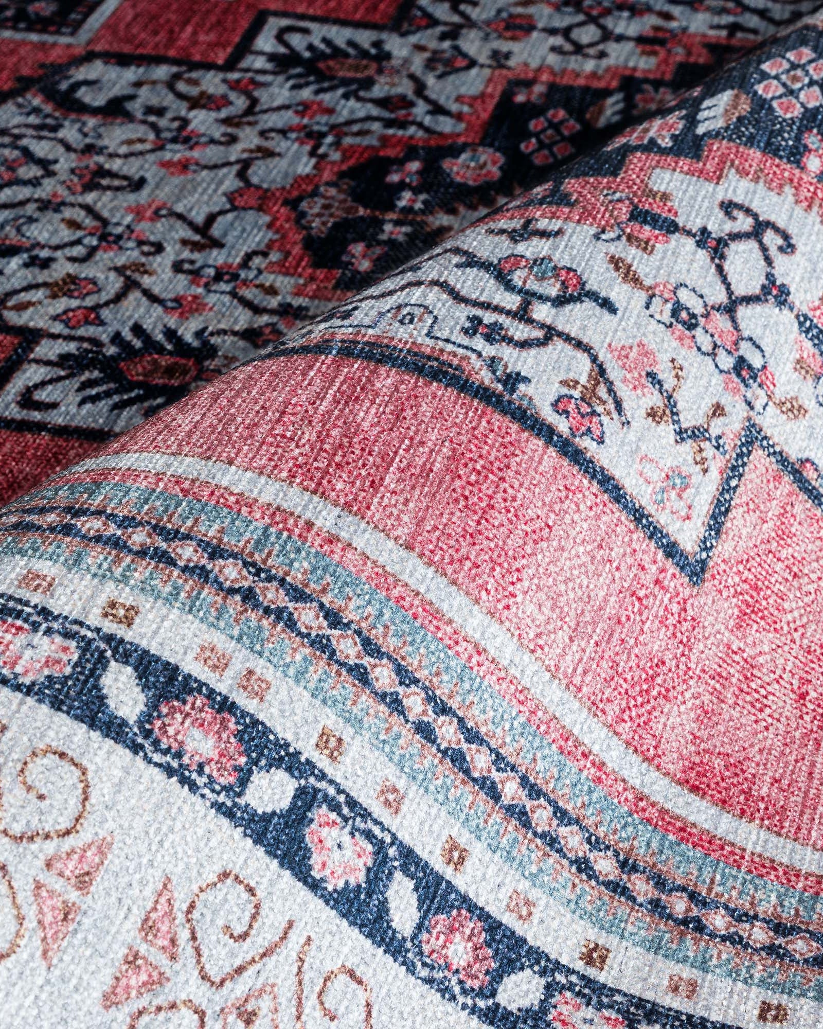 Paulina Pale Pink & Midnight Blue Persian Vintage Rug