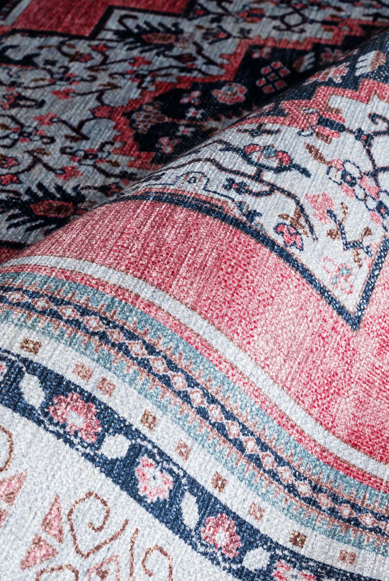 Paulina Pale Pink & Midnight Blue Persian Vintage Rug