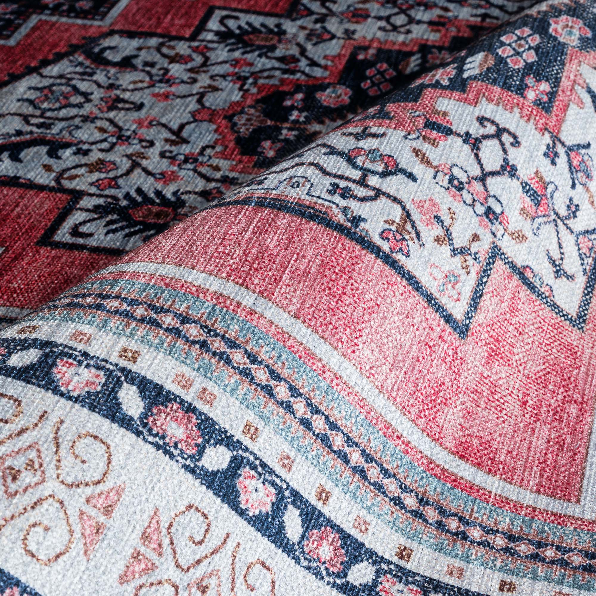 Paulina Pale Pink & Midnight Blue Persian Vintage Rug