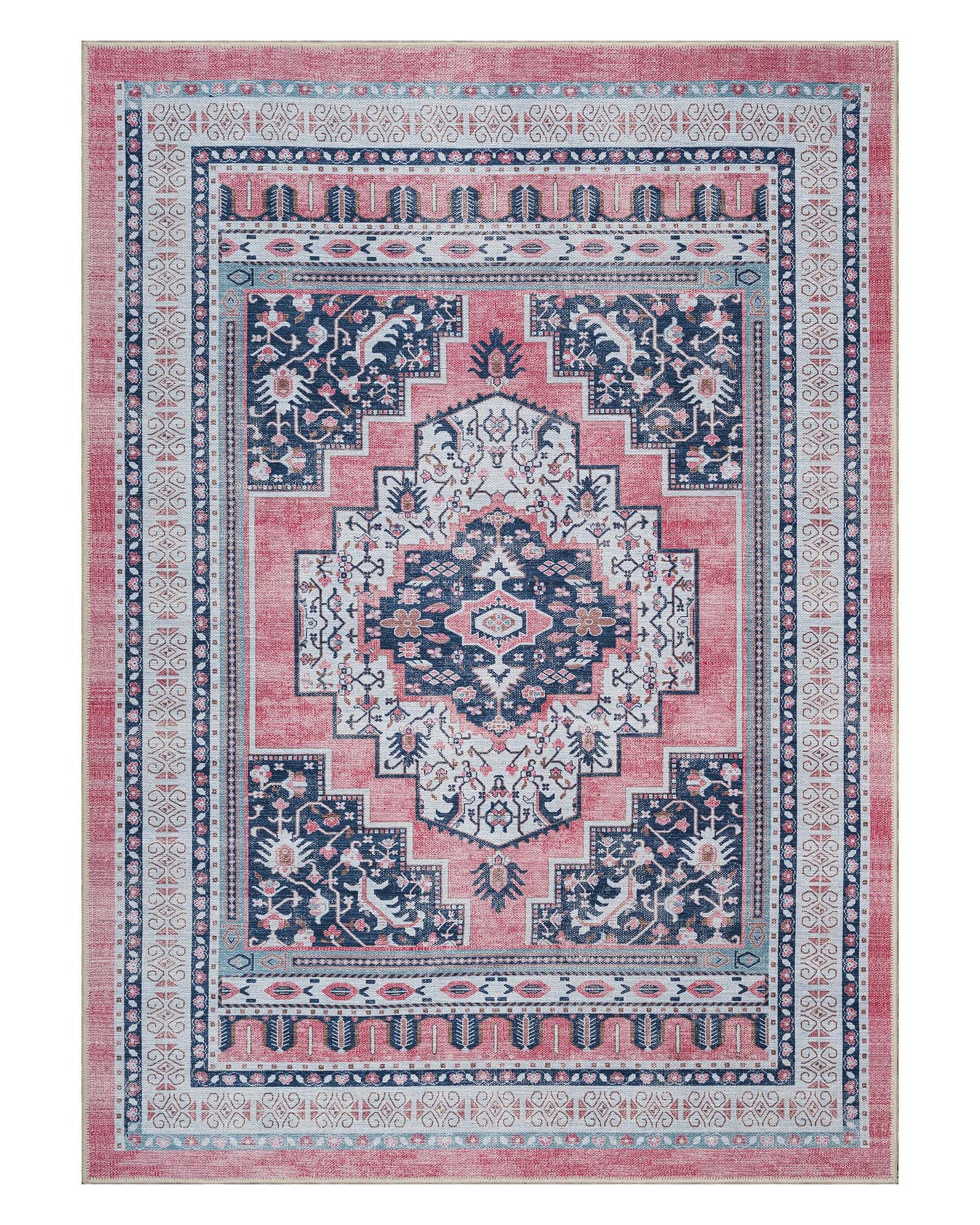 Paulina Pale Pink & Midnight Blue Persian Vintage Rug