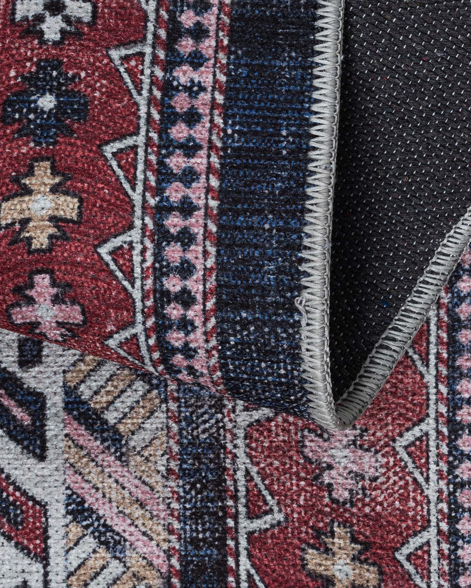 Kazak Vintage Blue Rust Oriental Rug