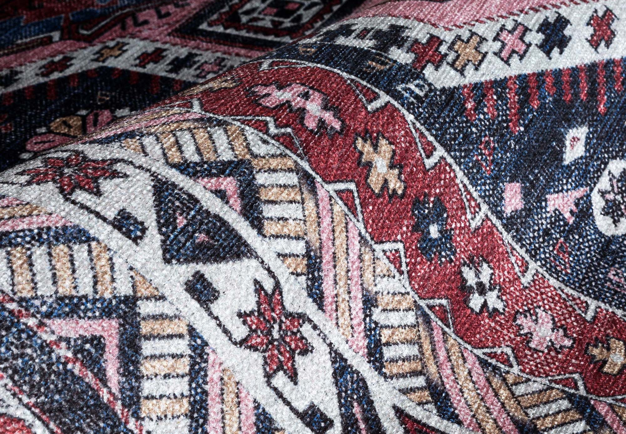 Kazak Vintage Blue Rust Oriental Rug