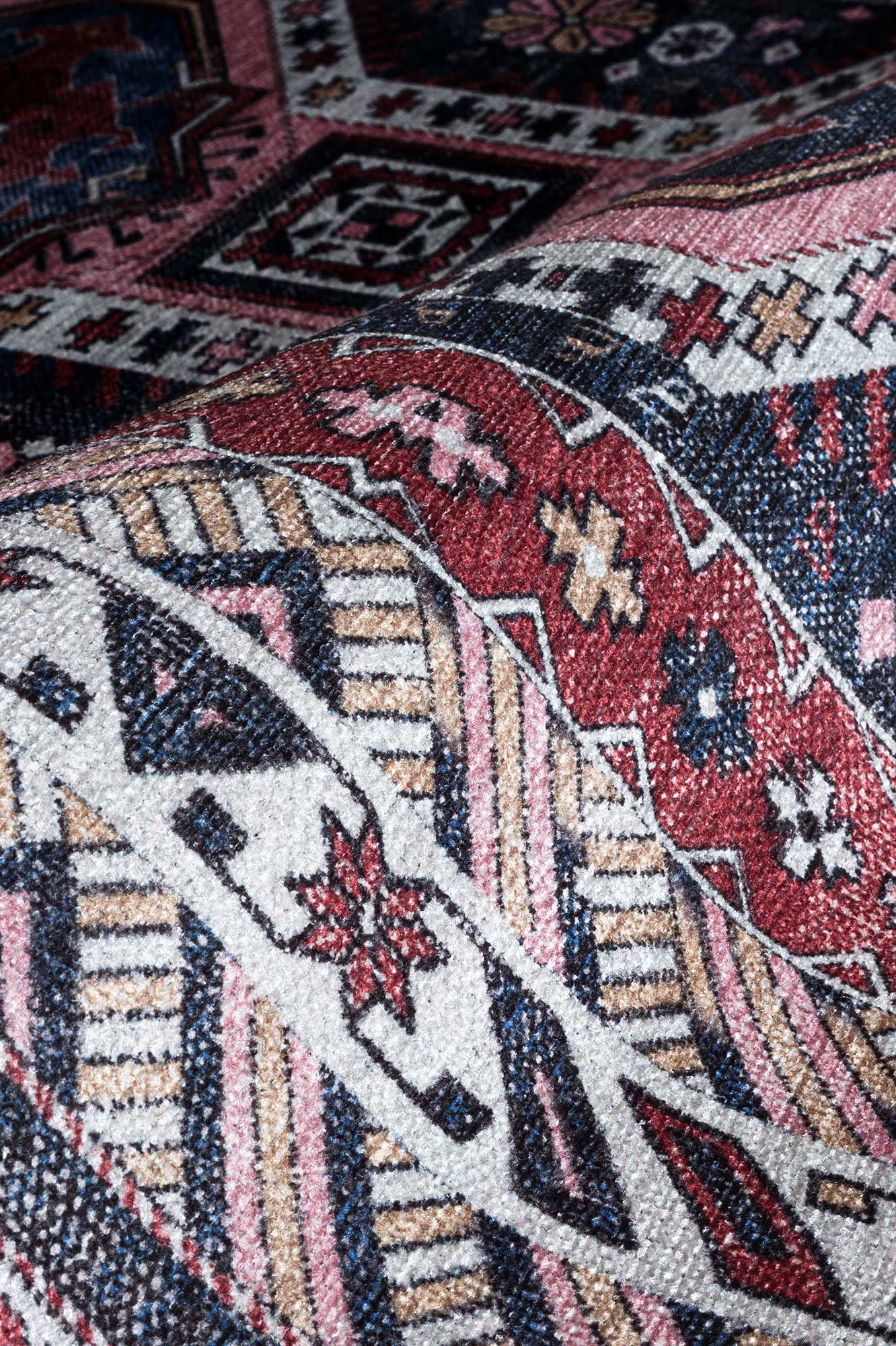 Kazak Vintage Blue Rust Oriental Rug