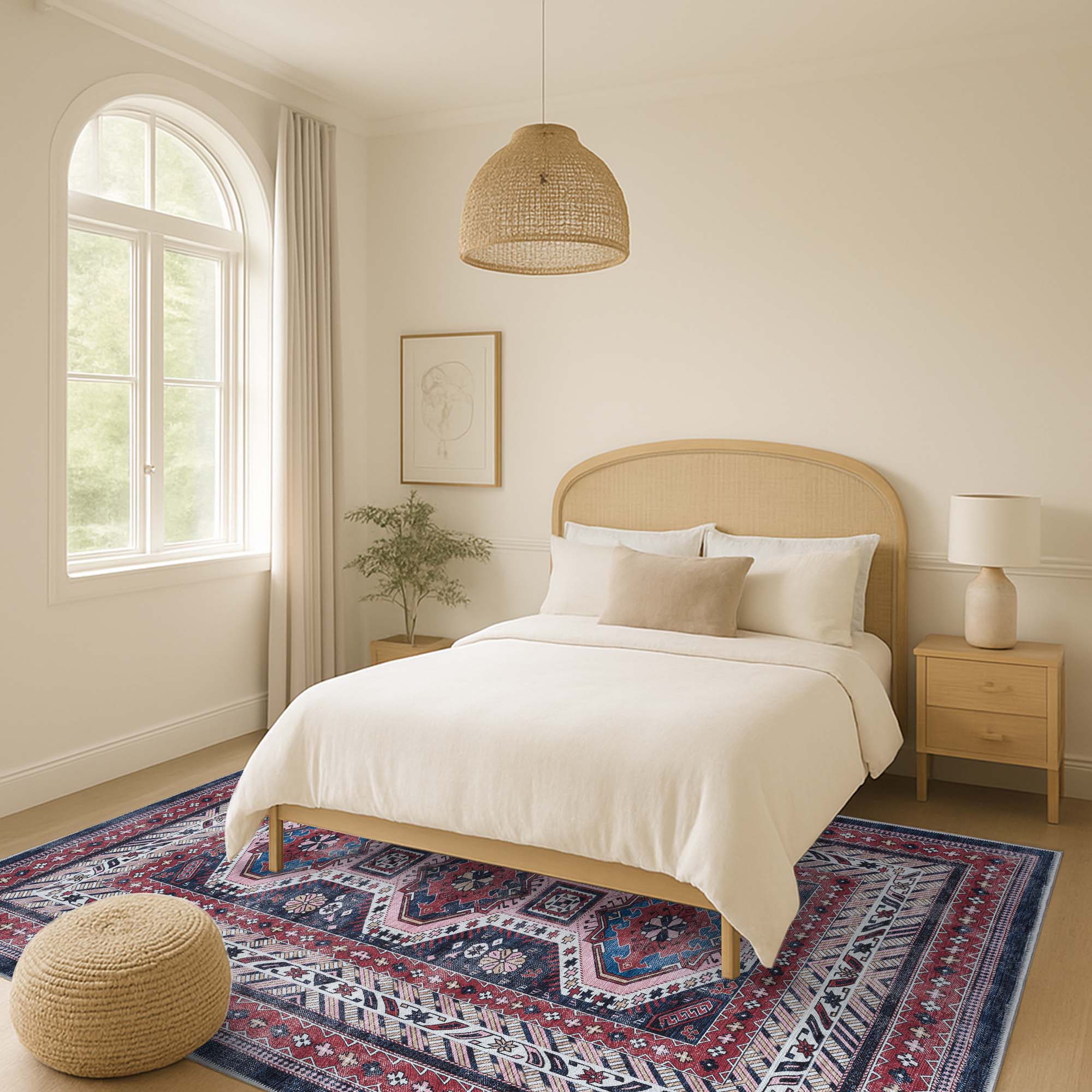 Kazak Vintage Blue Rust Oriental Rug