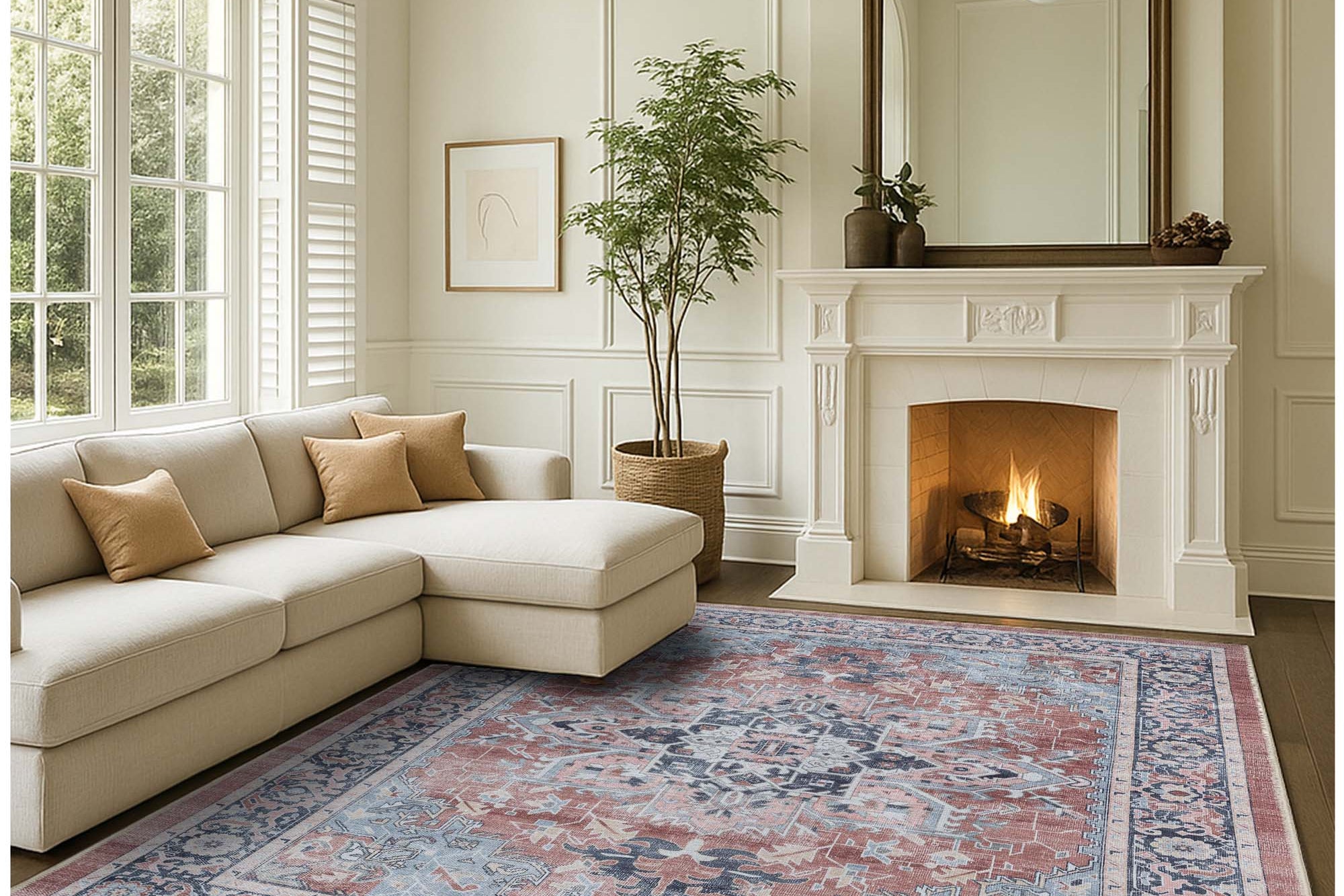 Esme Earth Tone Brown Heriz Persian Rug