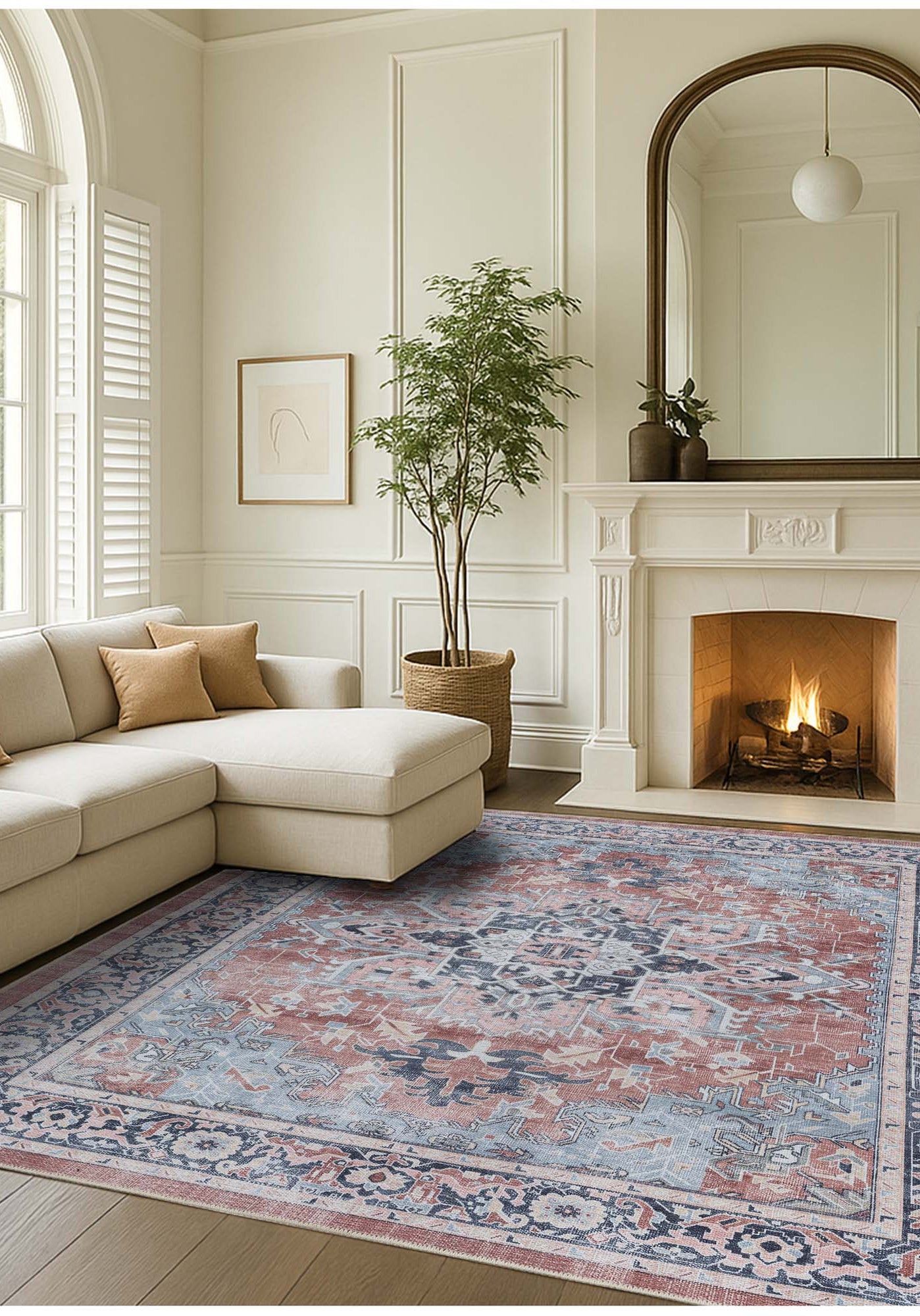 Esme Earth Tone Brown Heriz Persian Rug