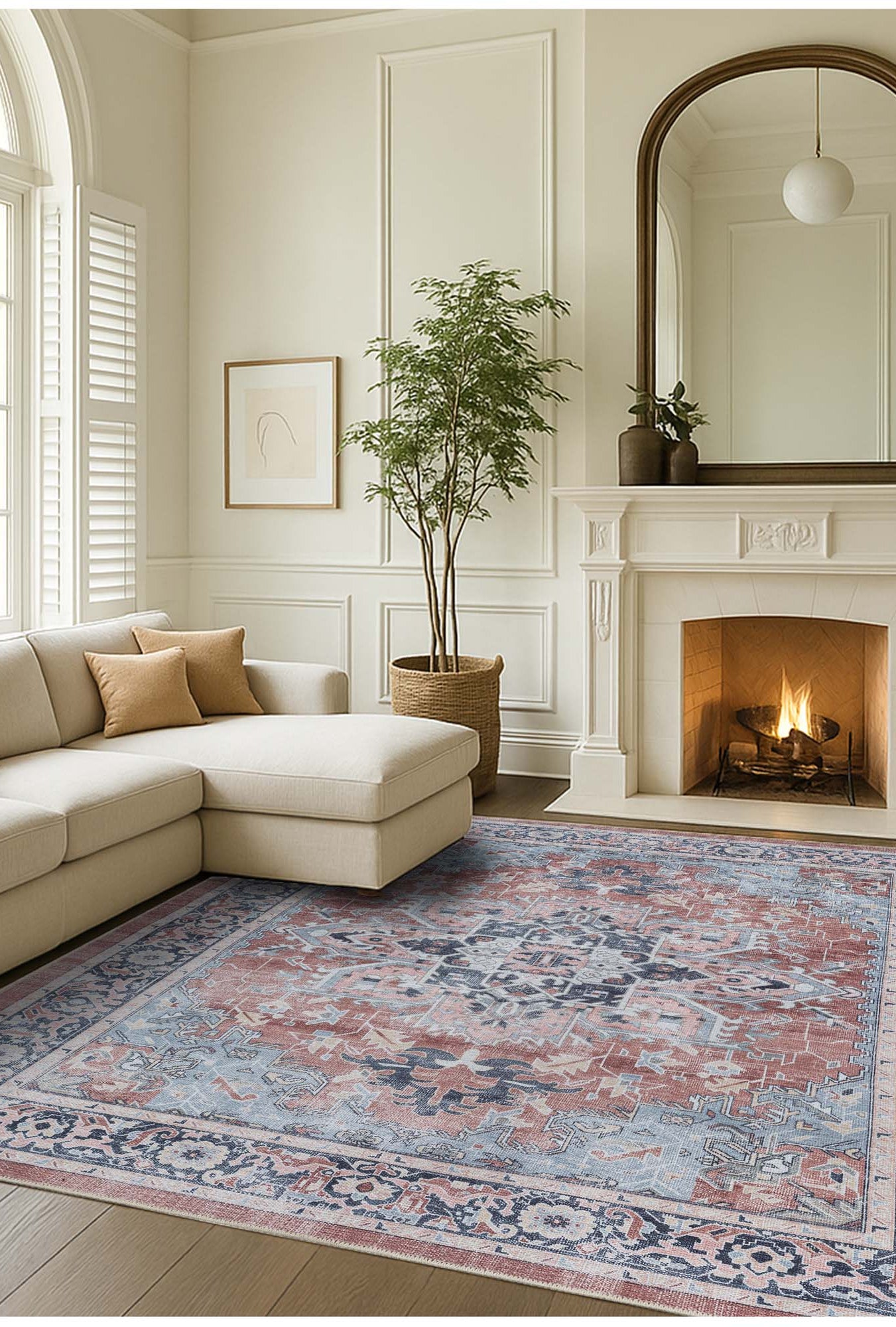 Esme Earth Tone Brown Heriz Persian Rug