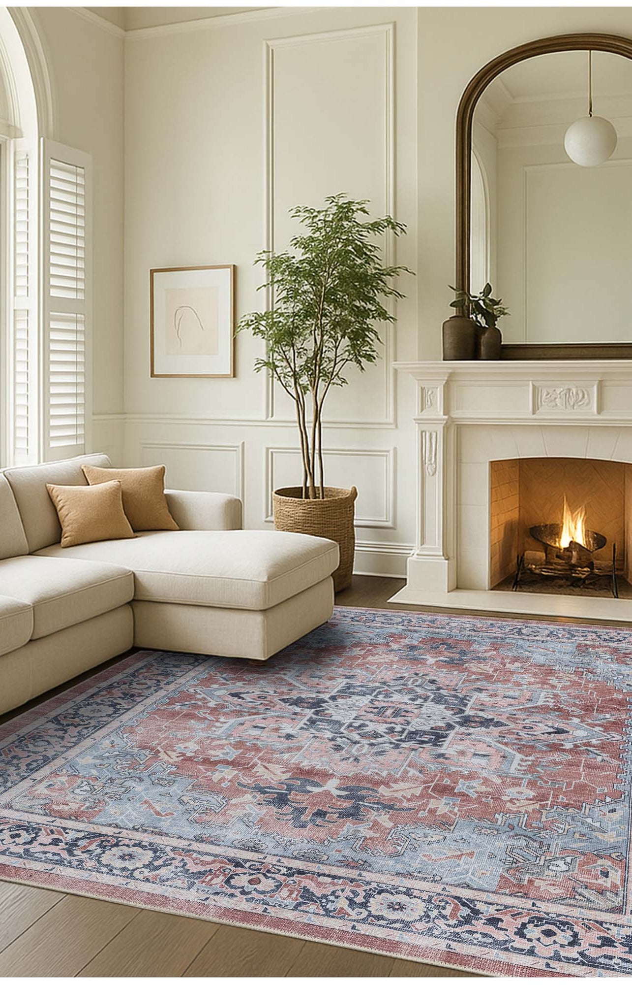 Esme Earth Tone Brown Heriz Persian Rug