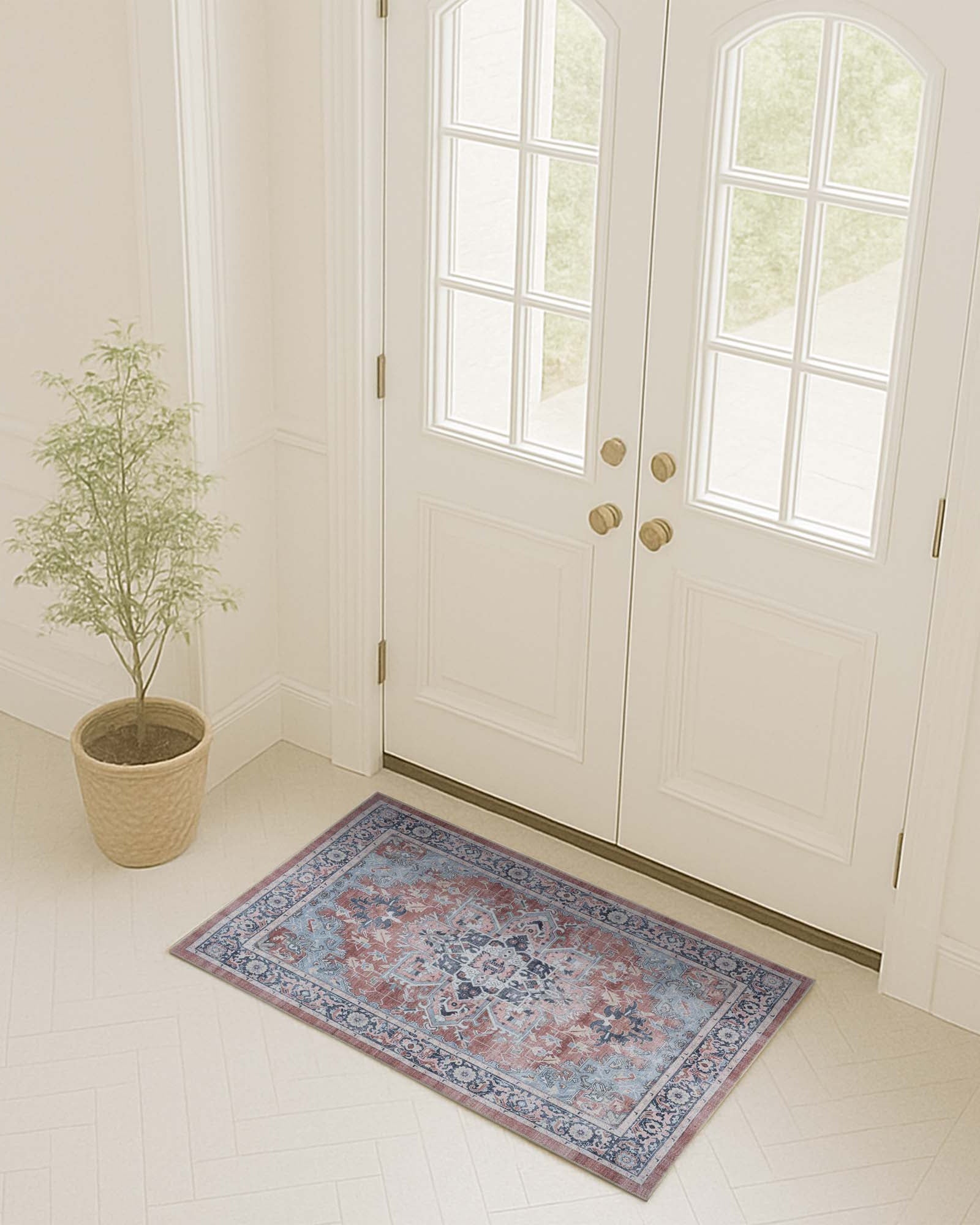 Esme Earth Tone Brown Heriz Persian Rug