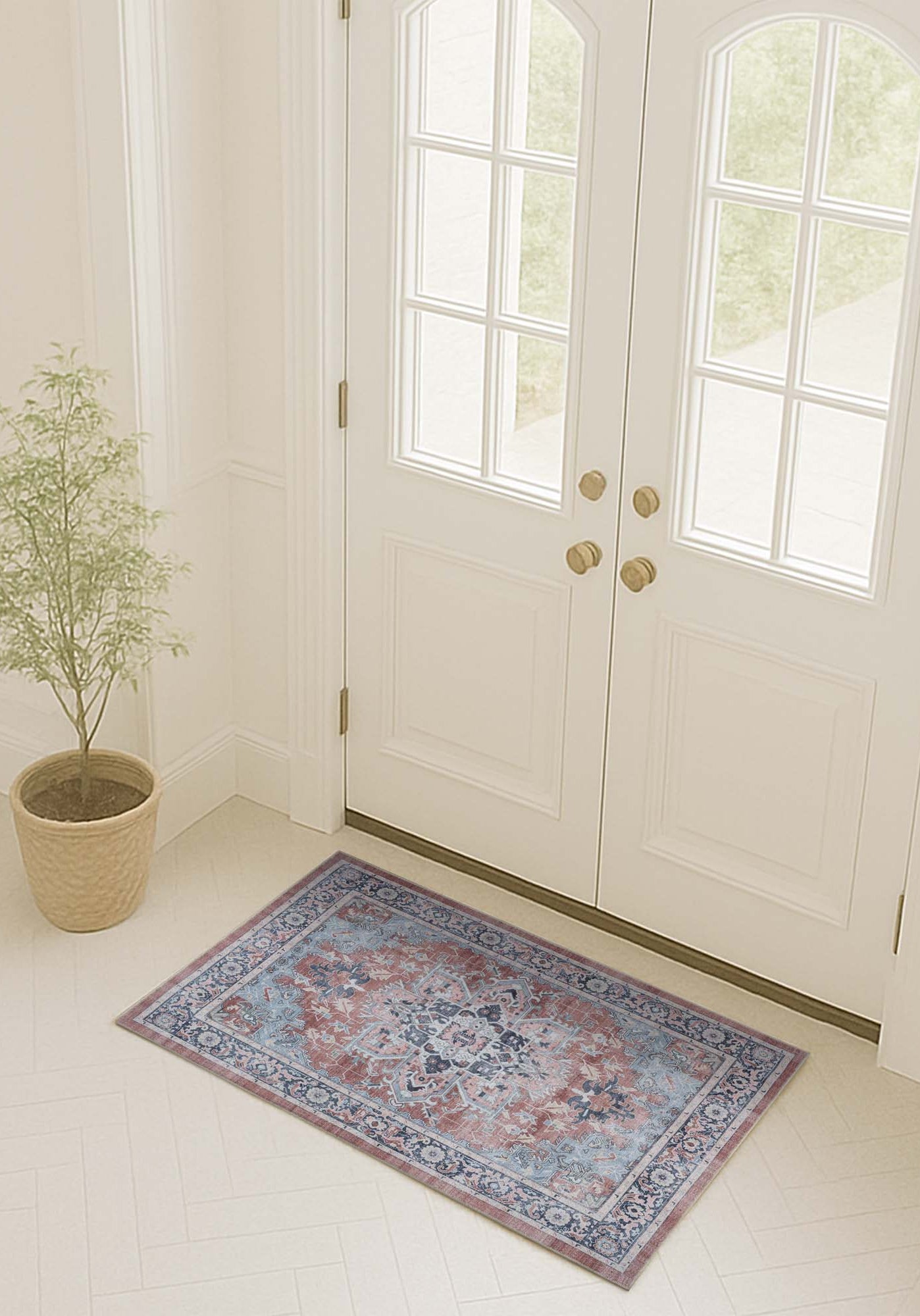 Esme Earth Tone Brown Heriz Persian Rug