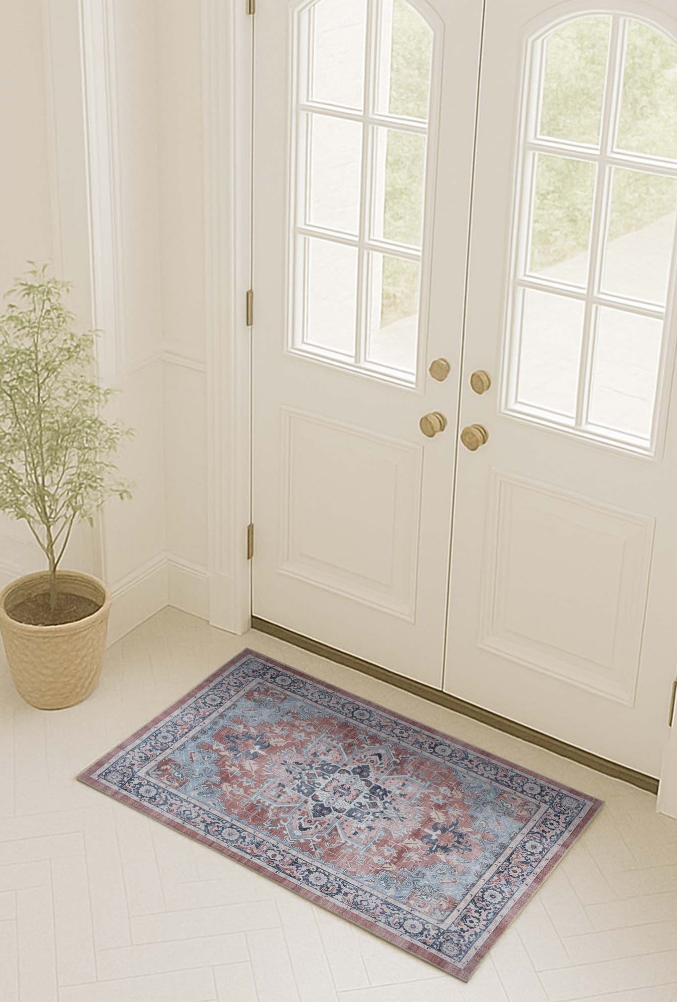 Esme Earth Tone Brown Heriz Persian Rug