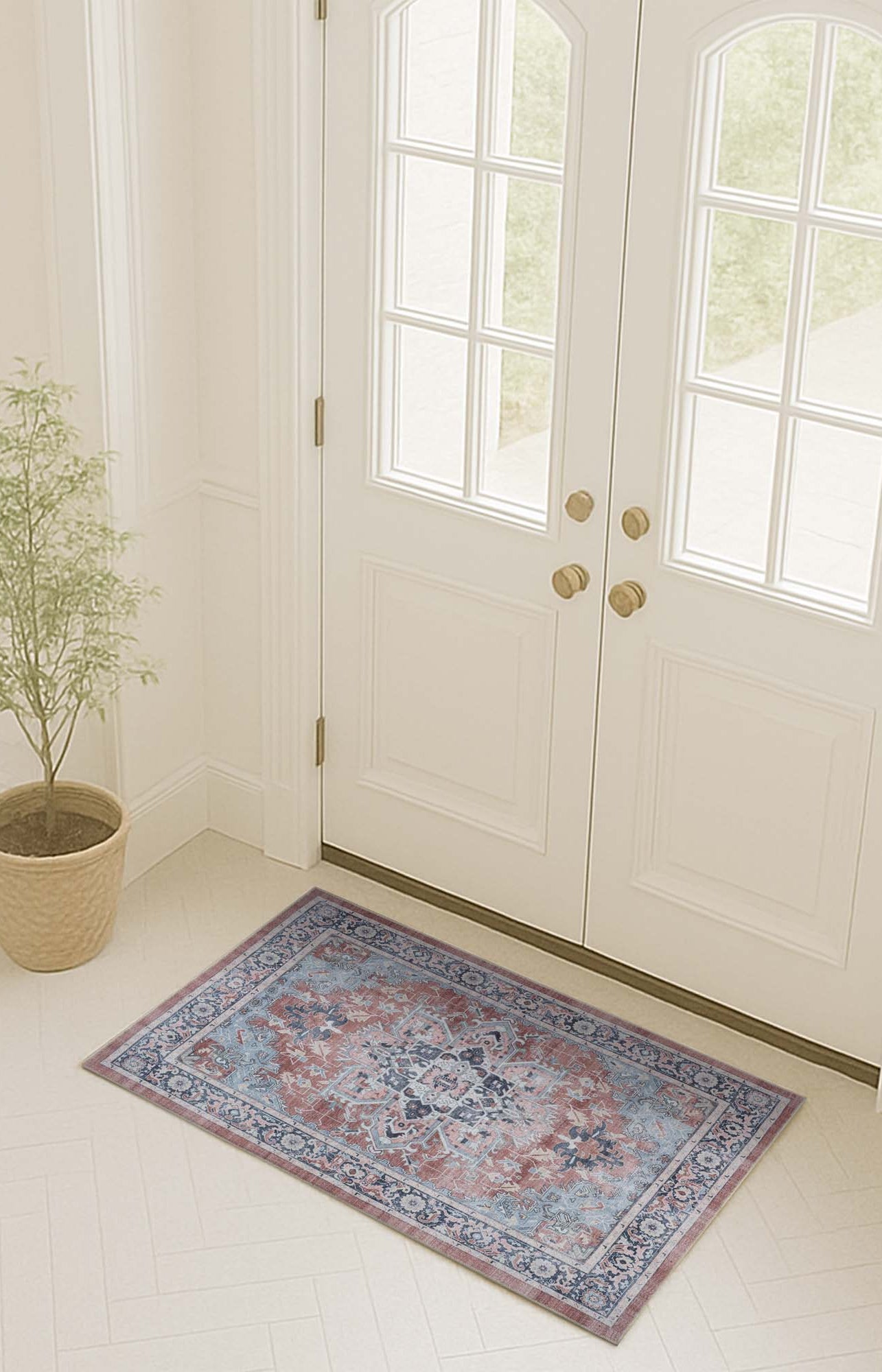 Esme Earth Tone Brown Heriz Persian Rug