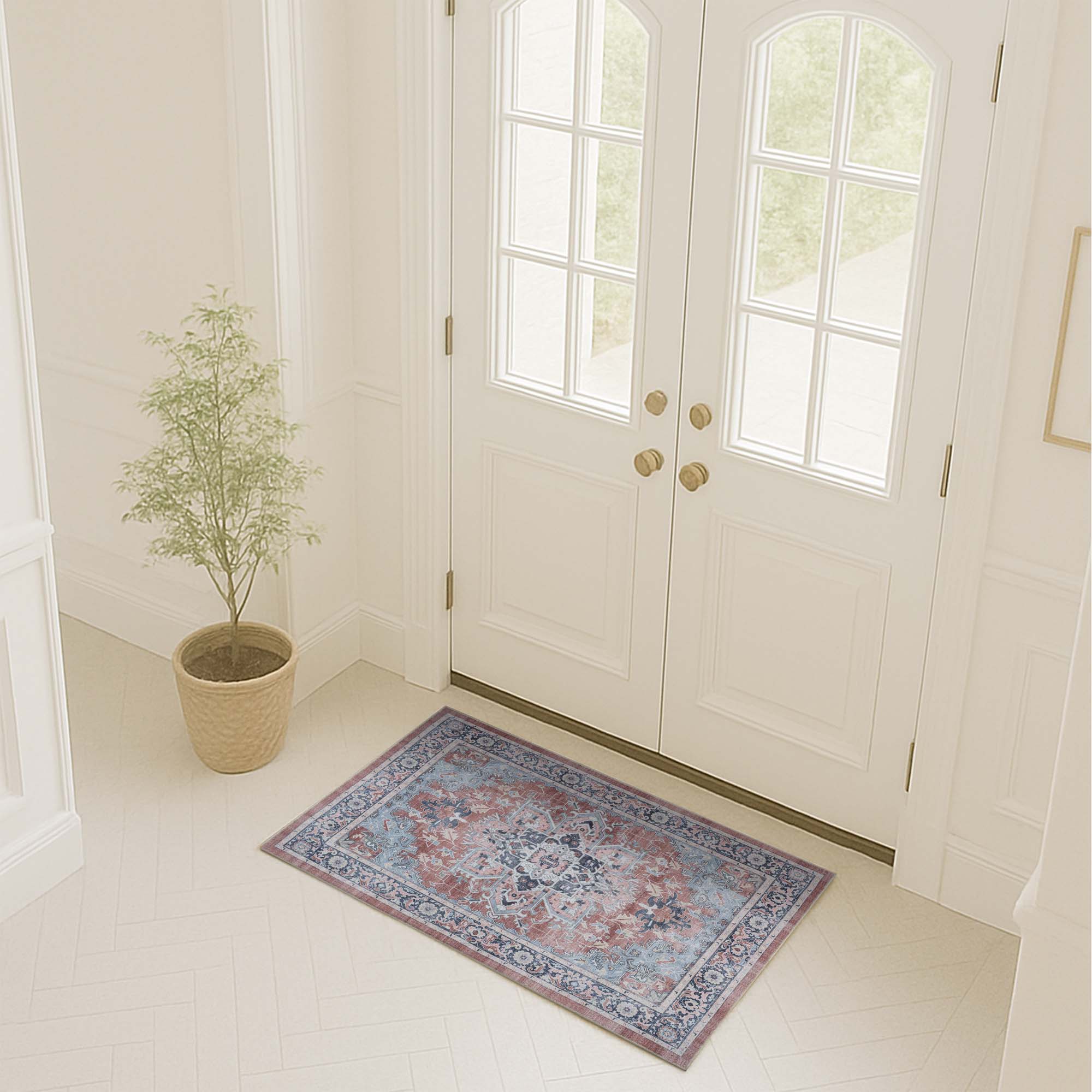 Esme Earth Tone Brown Heriz Persian Rug