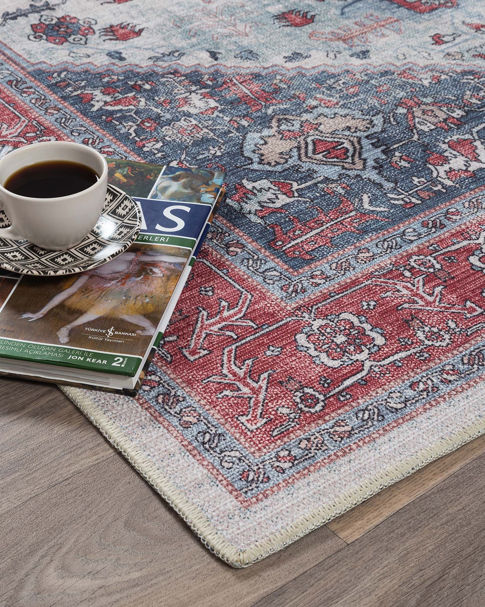 Sandrine Blue Orange Serapi Antique Persian Rug