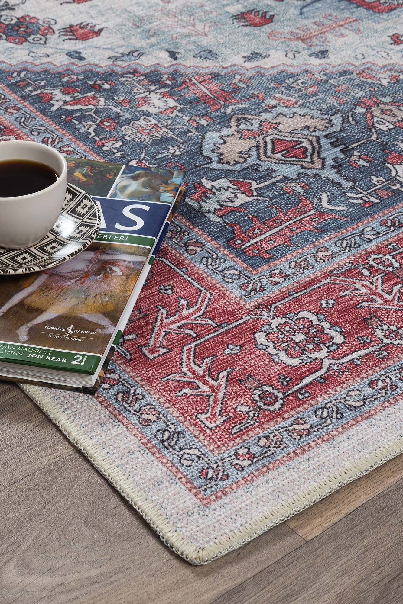 Sandrine Blue Orange Serapi Antique Persian Rug