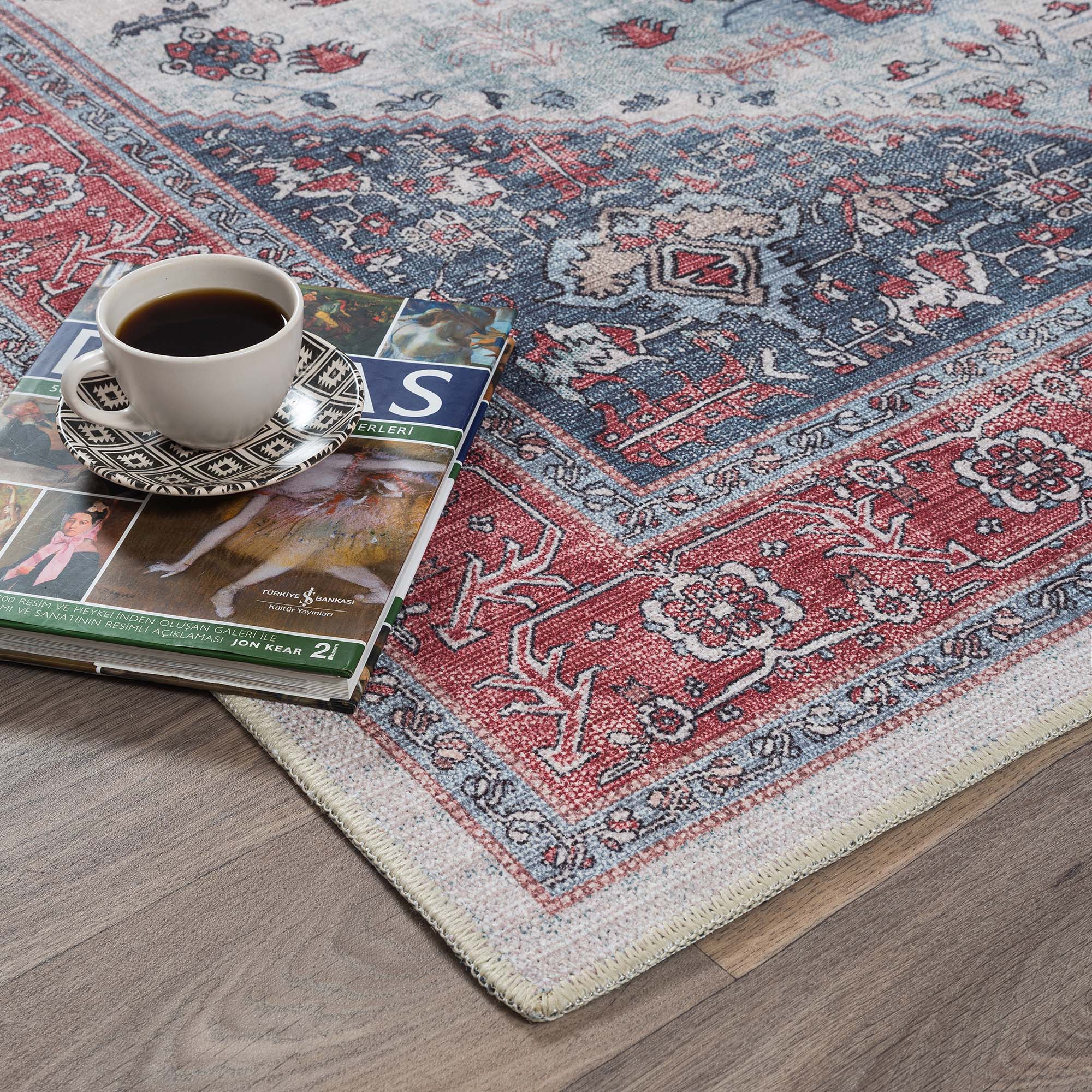 Sandrine Blue Orange Serapi Antique Persian Rug