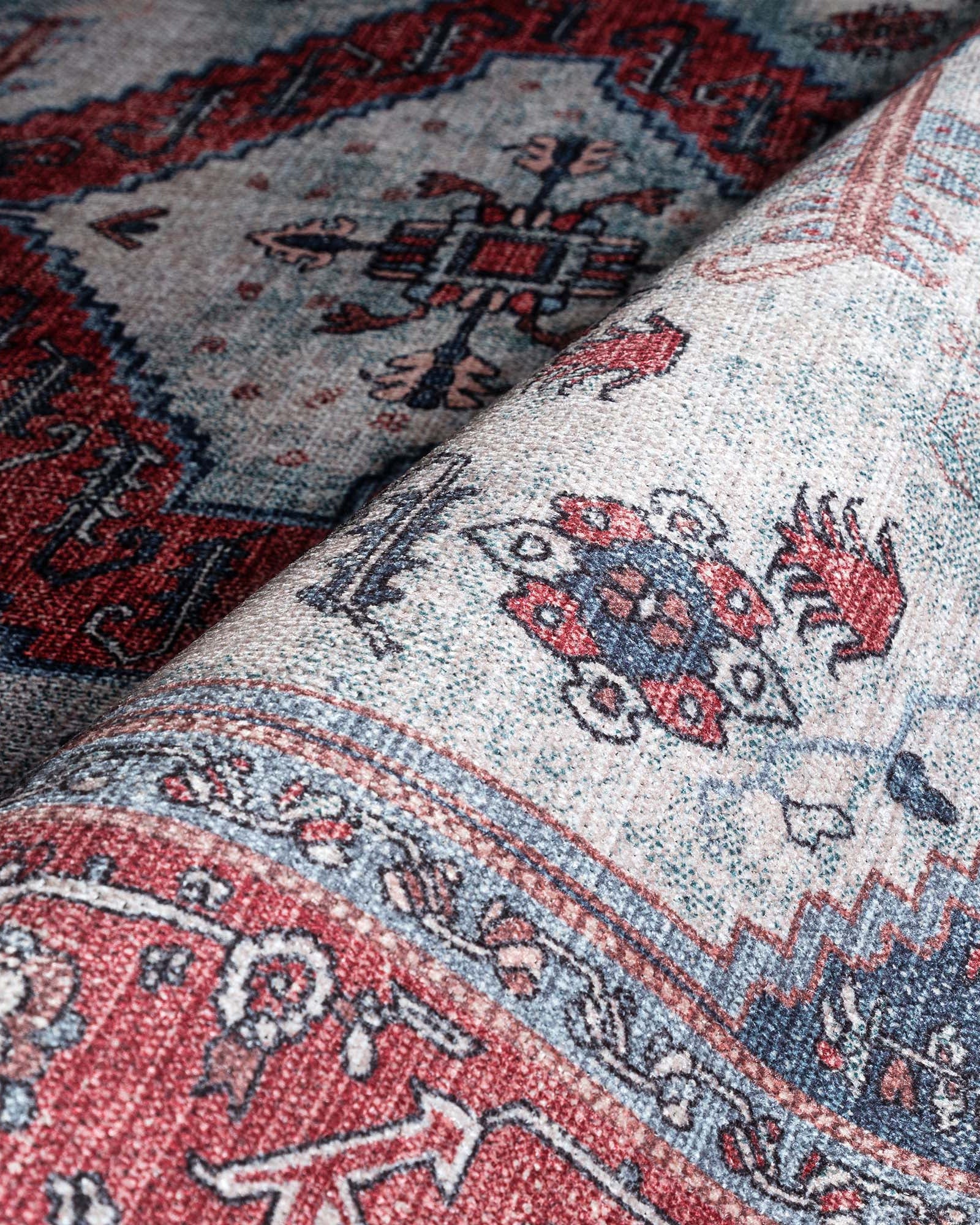 Sandrine Blue Orange Serapi Antique Persian Rug