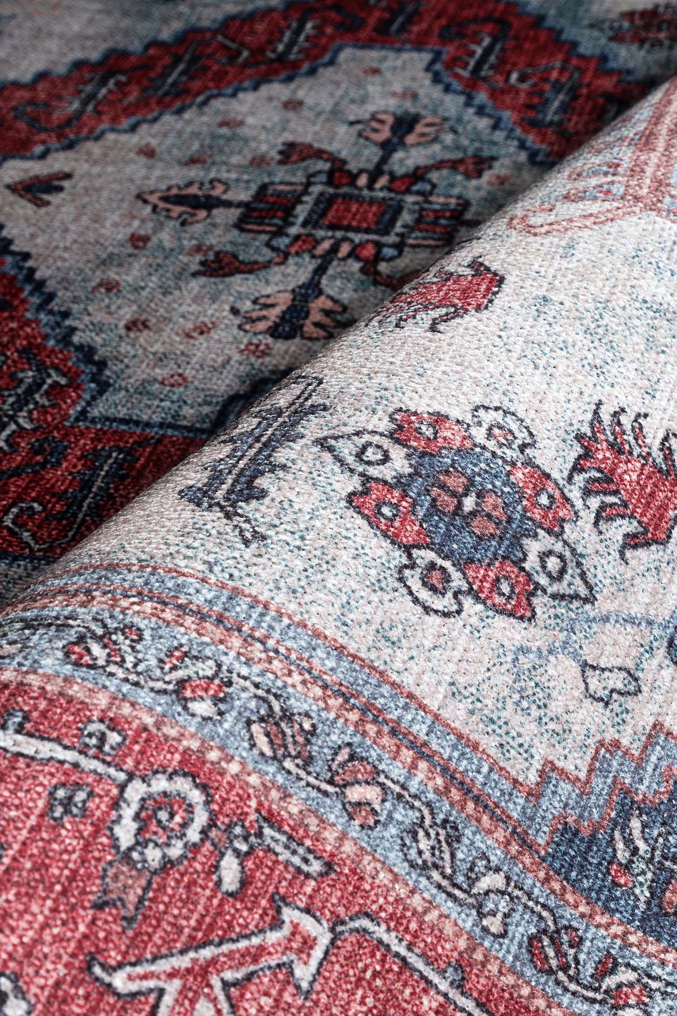 Sandrine Blue Orange Serapi Antique Persian Rug