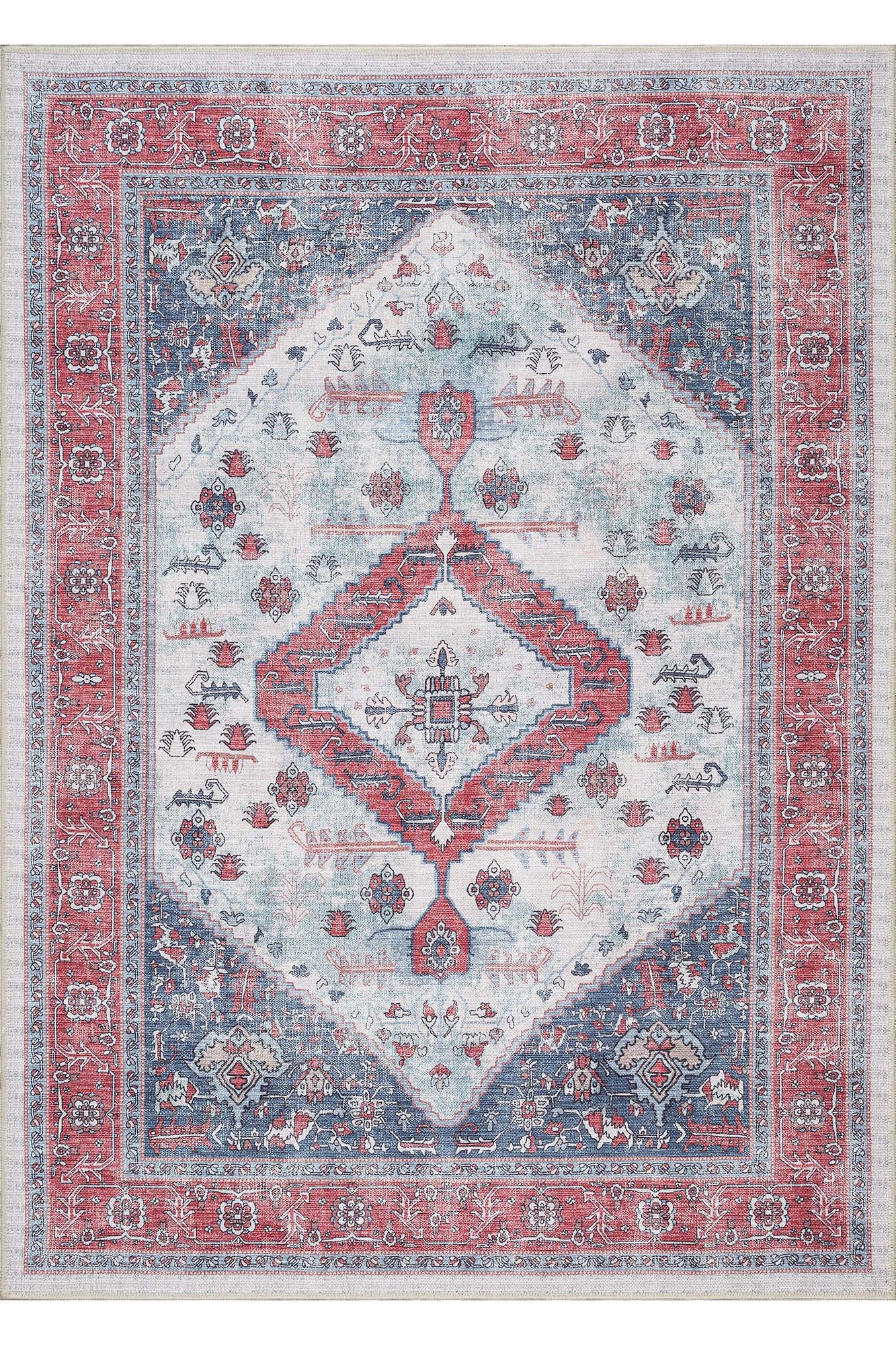 Sandrine Blue Orange Serapi Antique Persian Rug