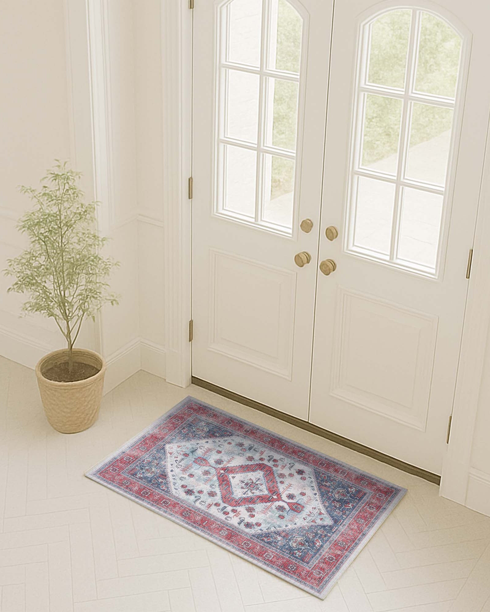 Sandrine Blue Orange Serapi Antique Persian Rug