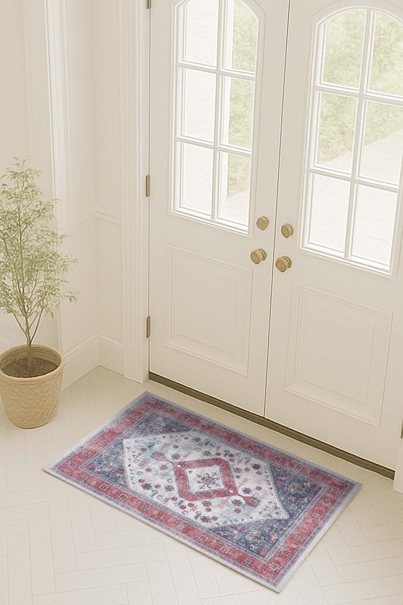 Sandrine Blue Orange Serapi Antique Persian Rug