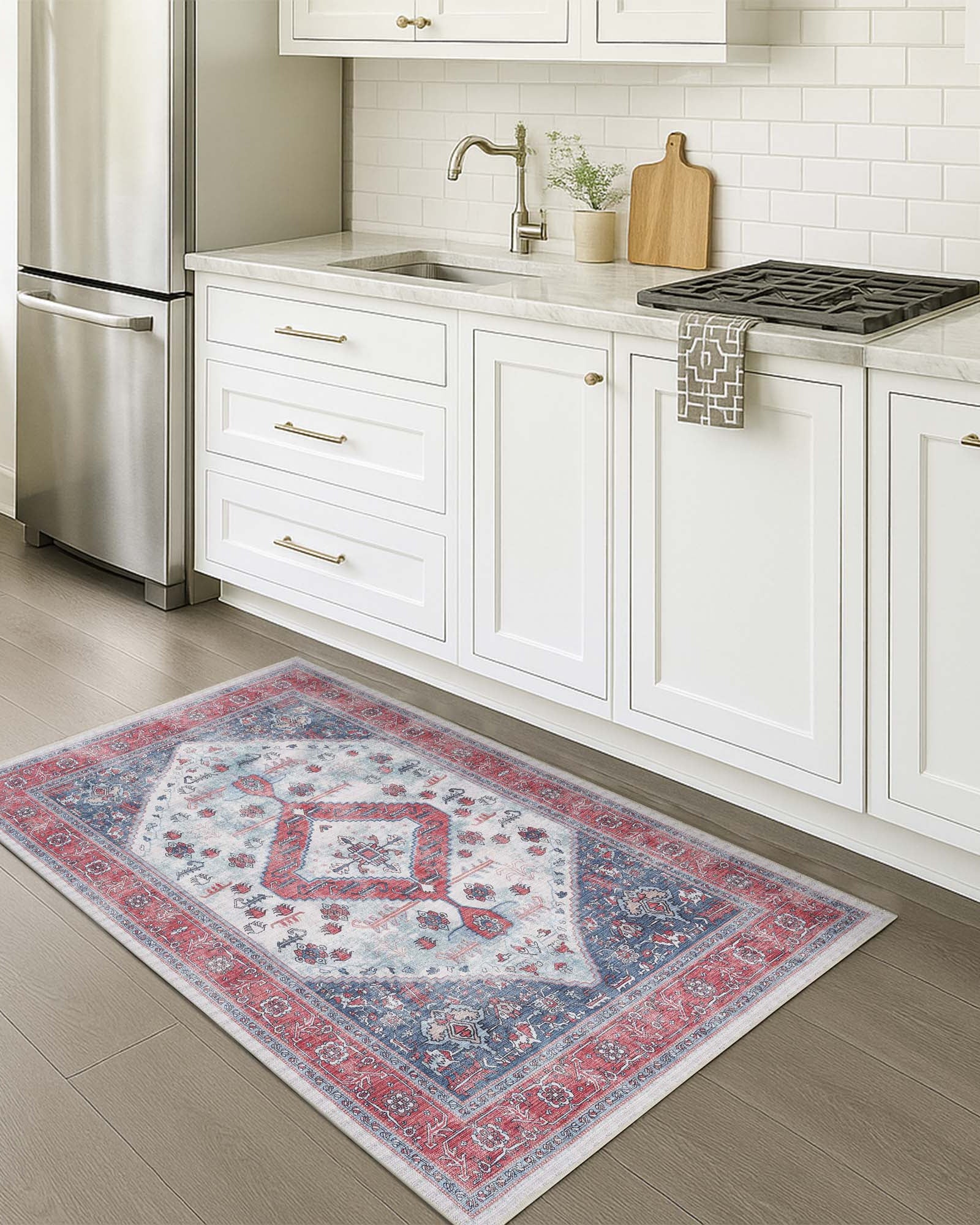 Sandrine Blue Orange Serapi Antique Persian Rug