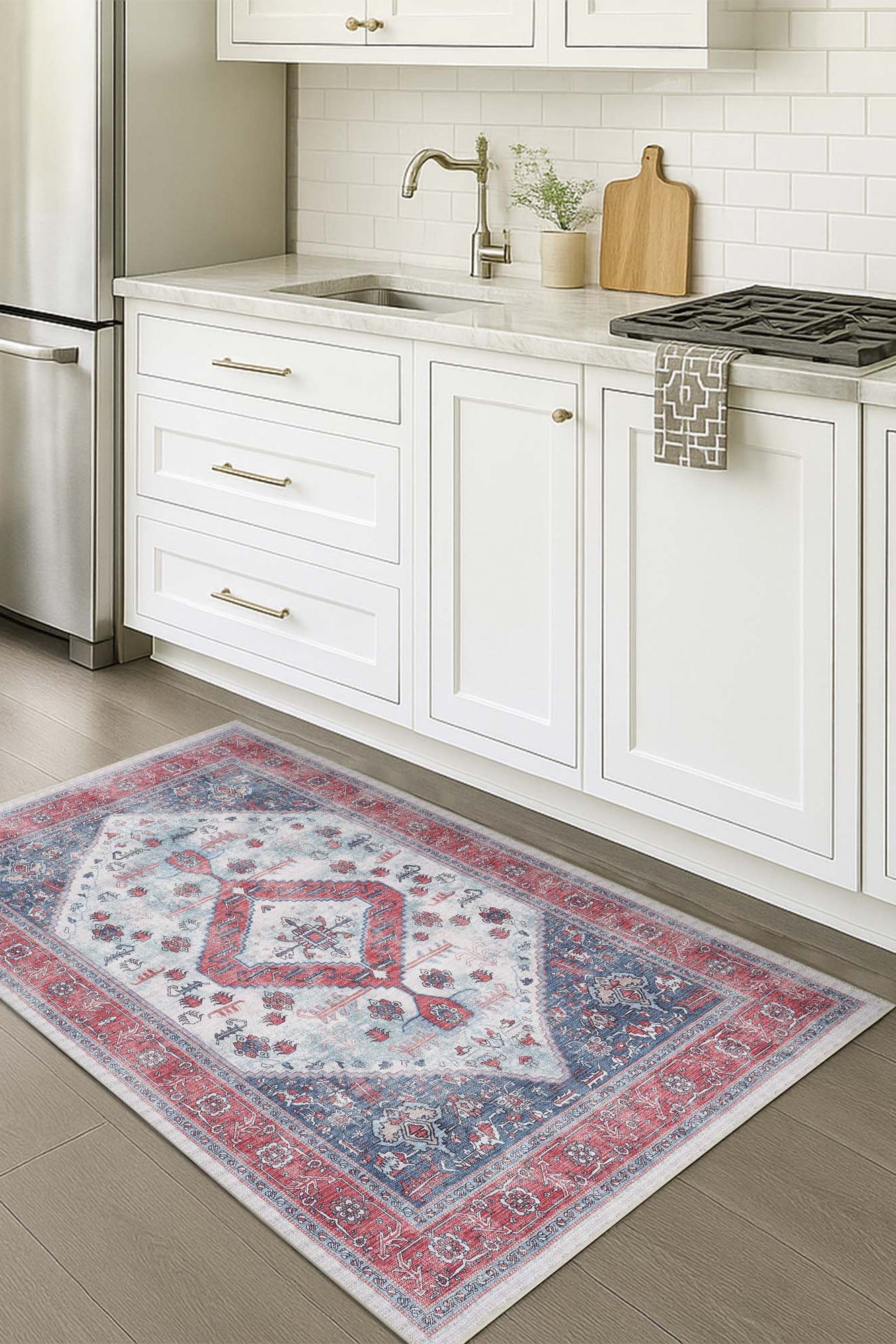 Sandrine Blue Orange Serapi Antique Persian Rug