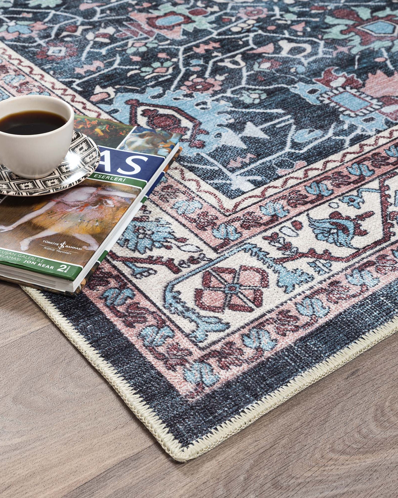 Axelle Blue Turkish Oushak Vintage Rug