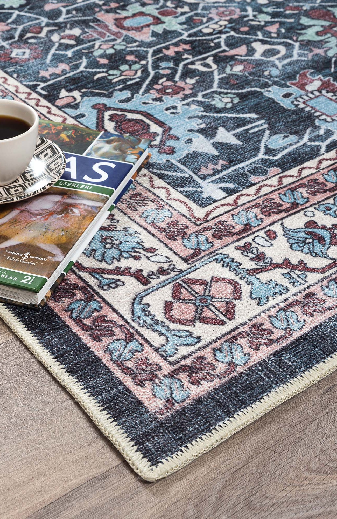 Axelle Blue Turkish Oushak Vintage Rug