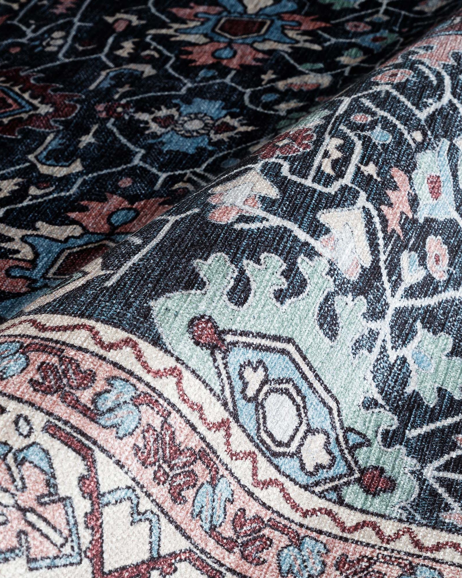 Axelle Blue Turkish Oushak Vintage Rug