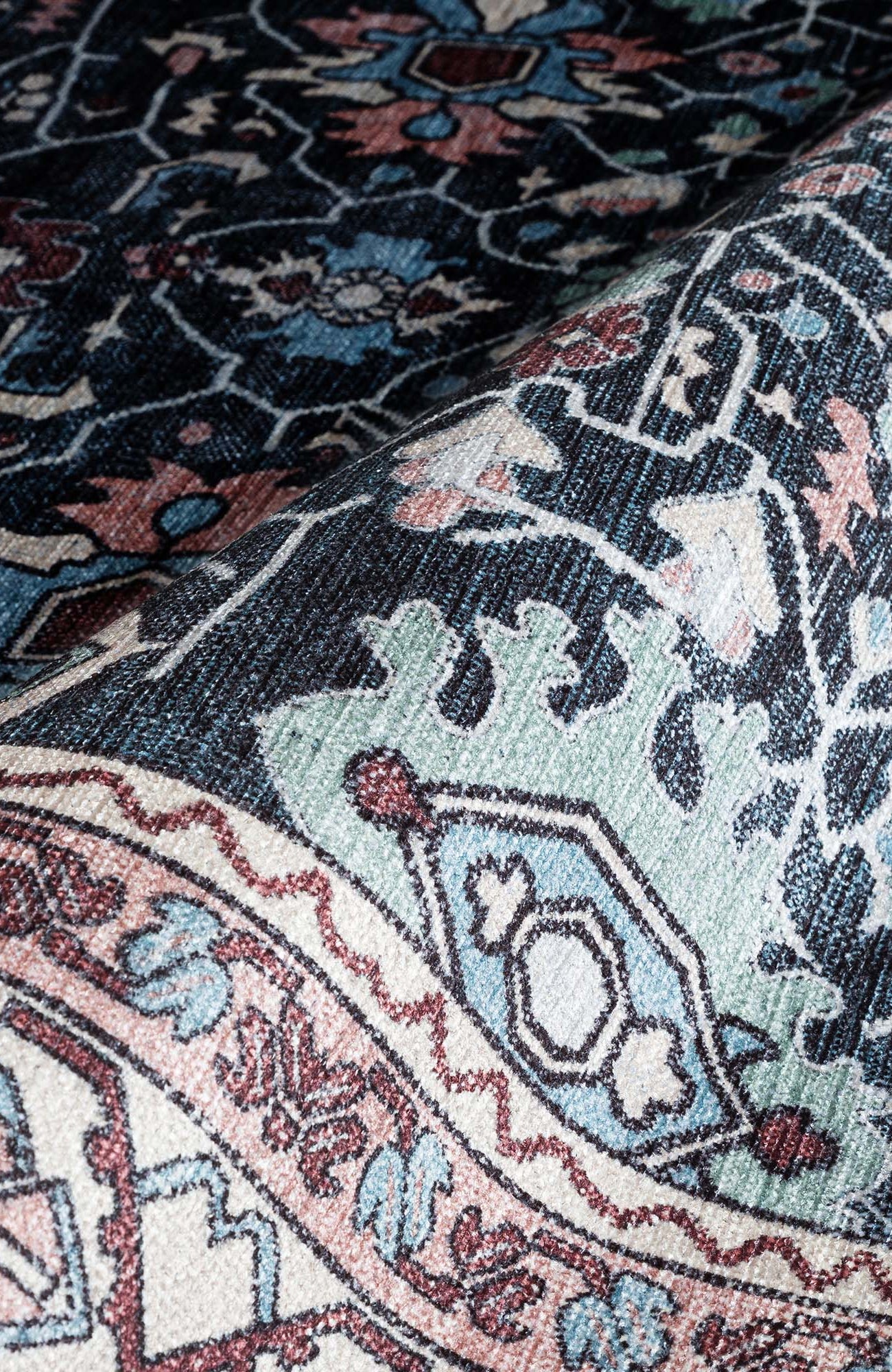 Axelle Blue Turkish Oushak Vintage Rug