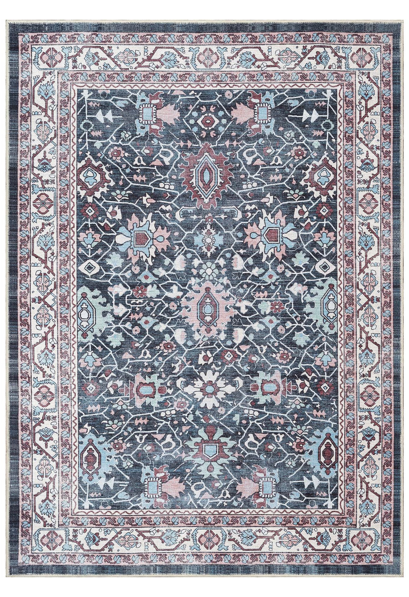 Axelle Blue Turkish Oushak Vintage Rug