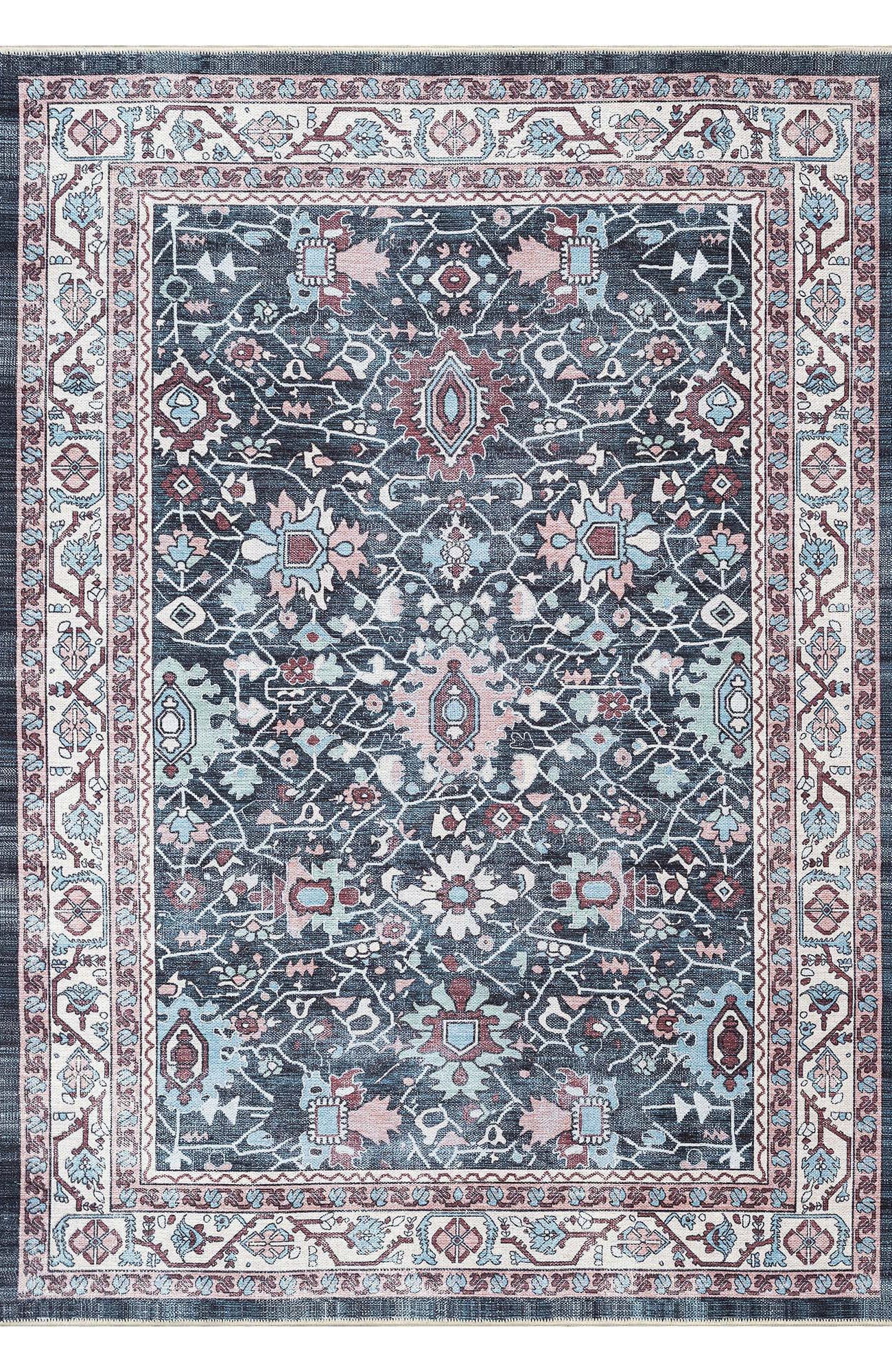 Axelle Blue Turkish Oushak Vintage Rug