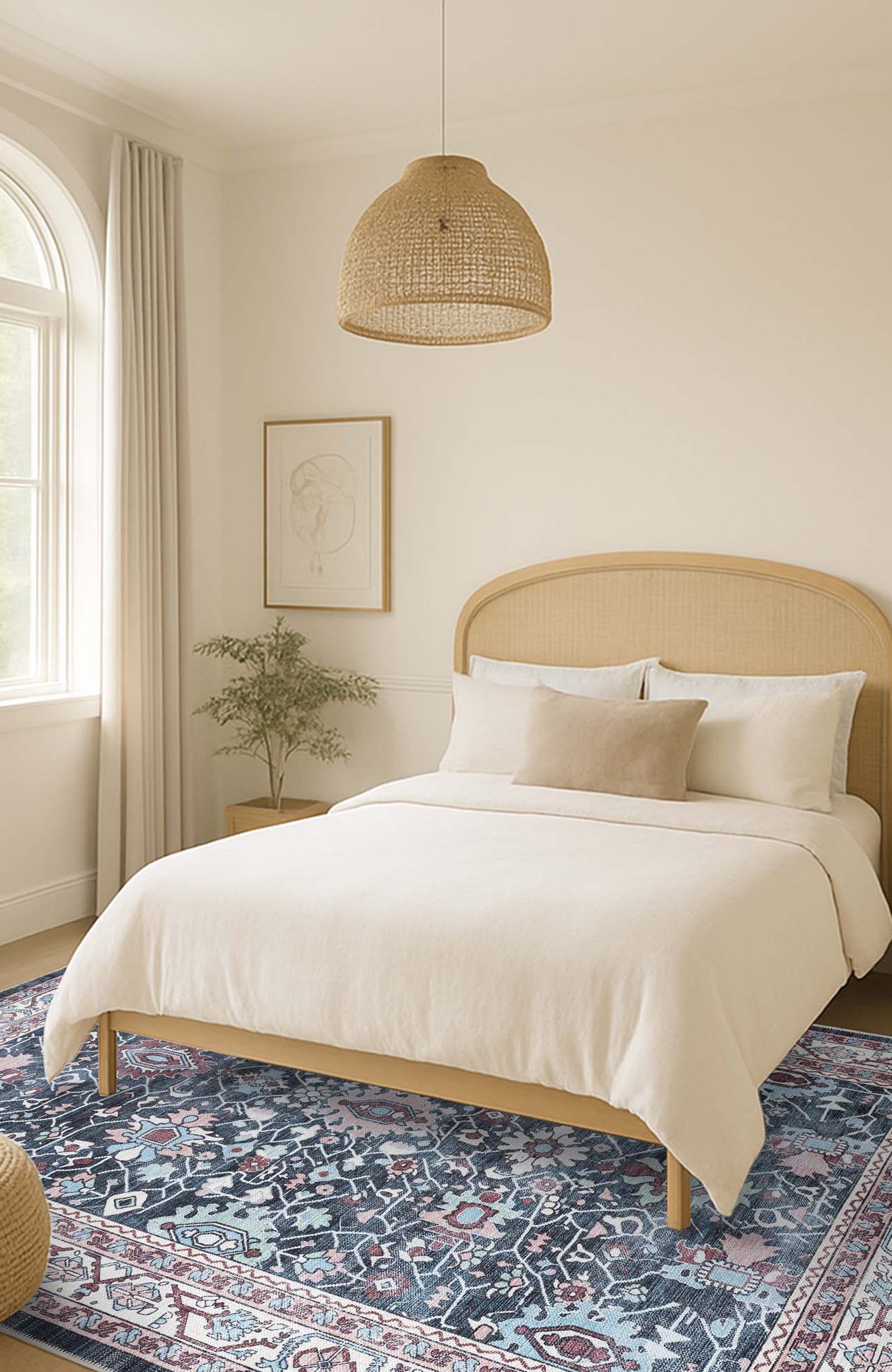 Axelle Blue Turkish Oushak Vintage Rug