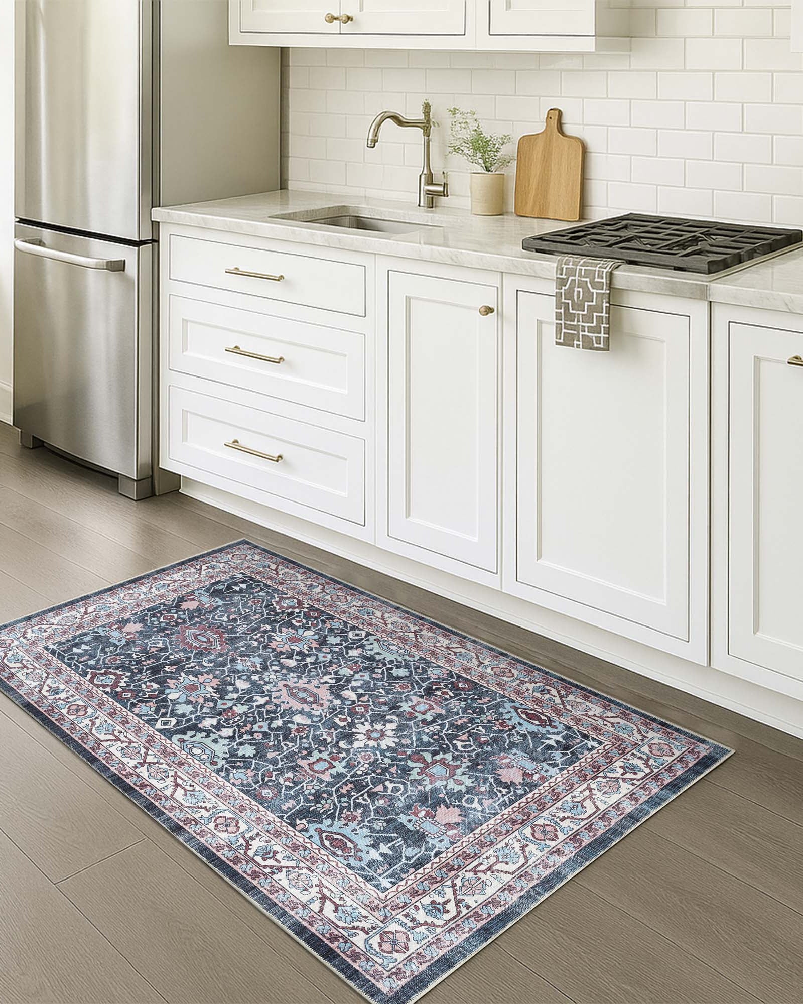 Axelle Blue Turkish Oushak Vintage Rug